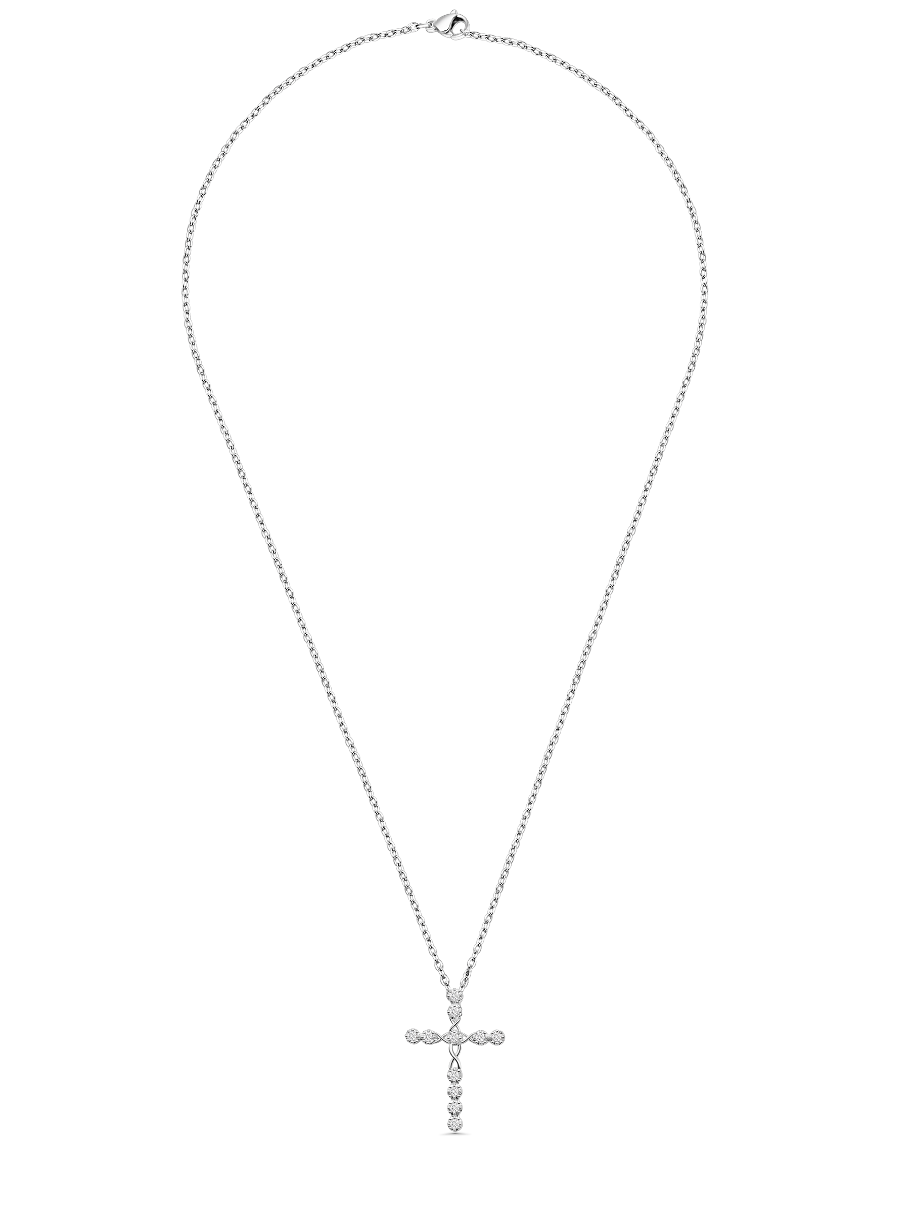 Cross Pendant Diamond CZ 925 Sterling Silver Women's Necklace