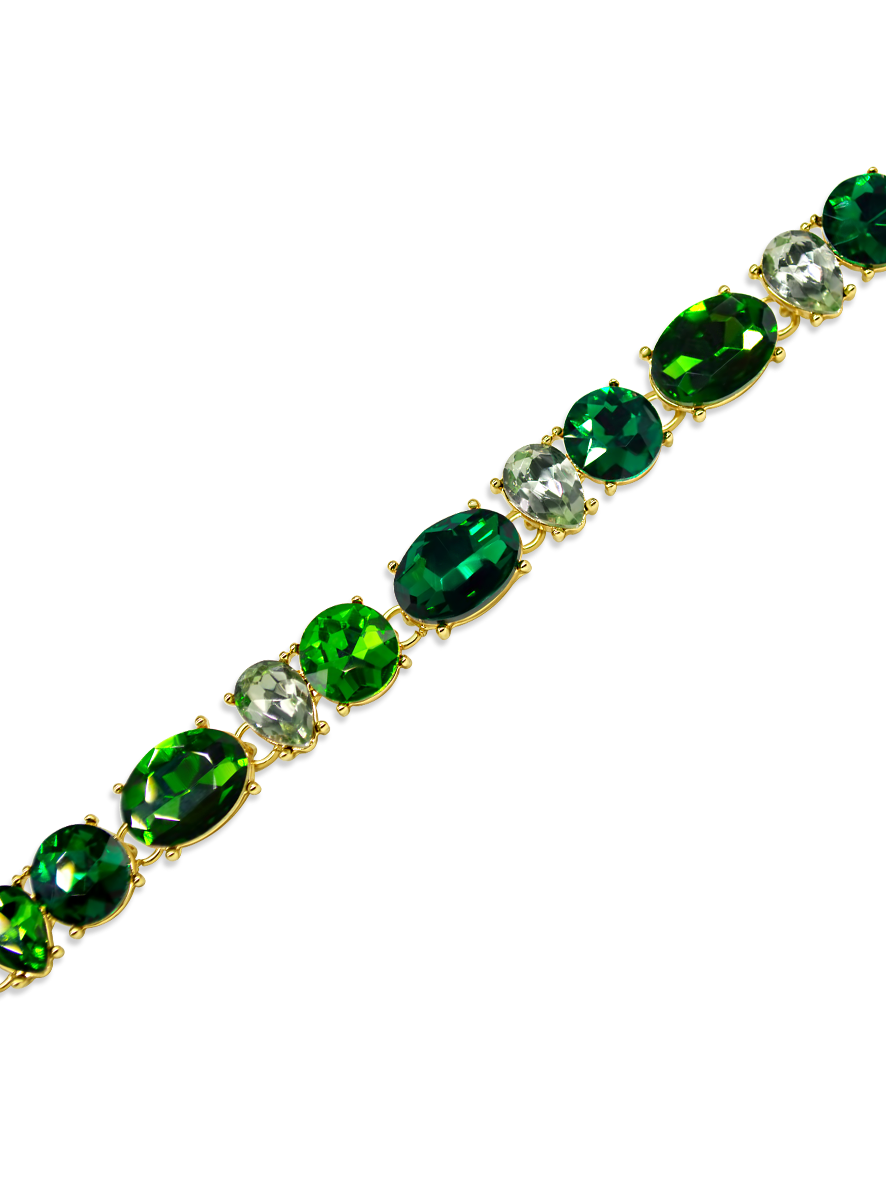 Emerald Tennis Bracelet Mixed Cut, Green Stones Gold Tone Plated