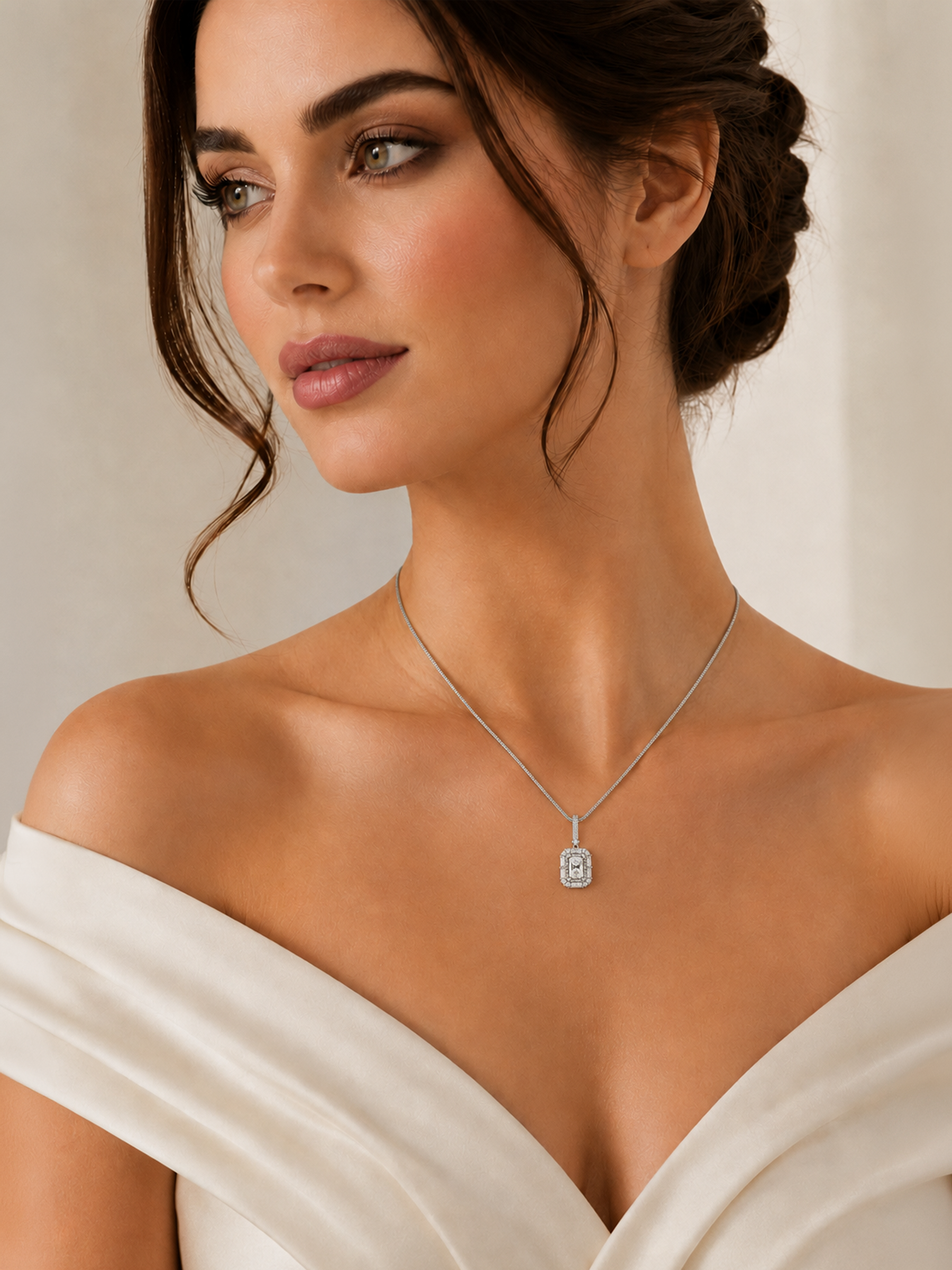 2Ct Moissanite Emerald Cut Pendant Necklace
