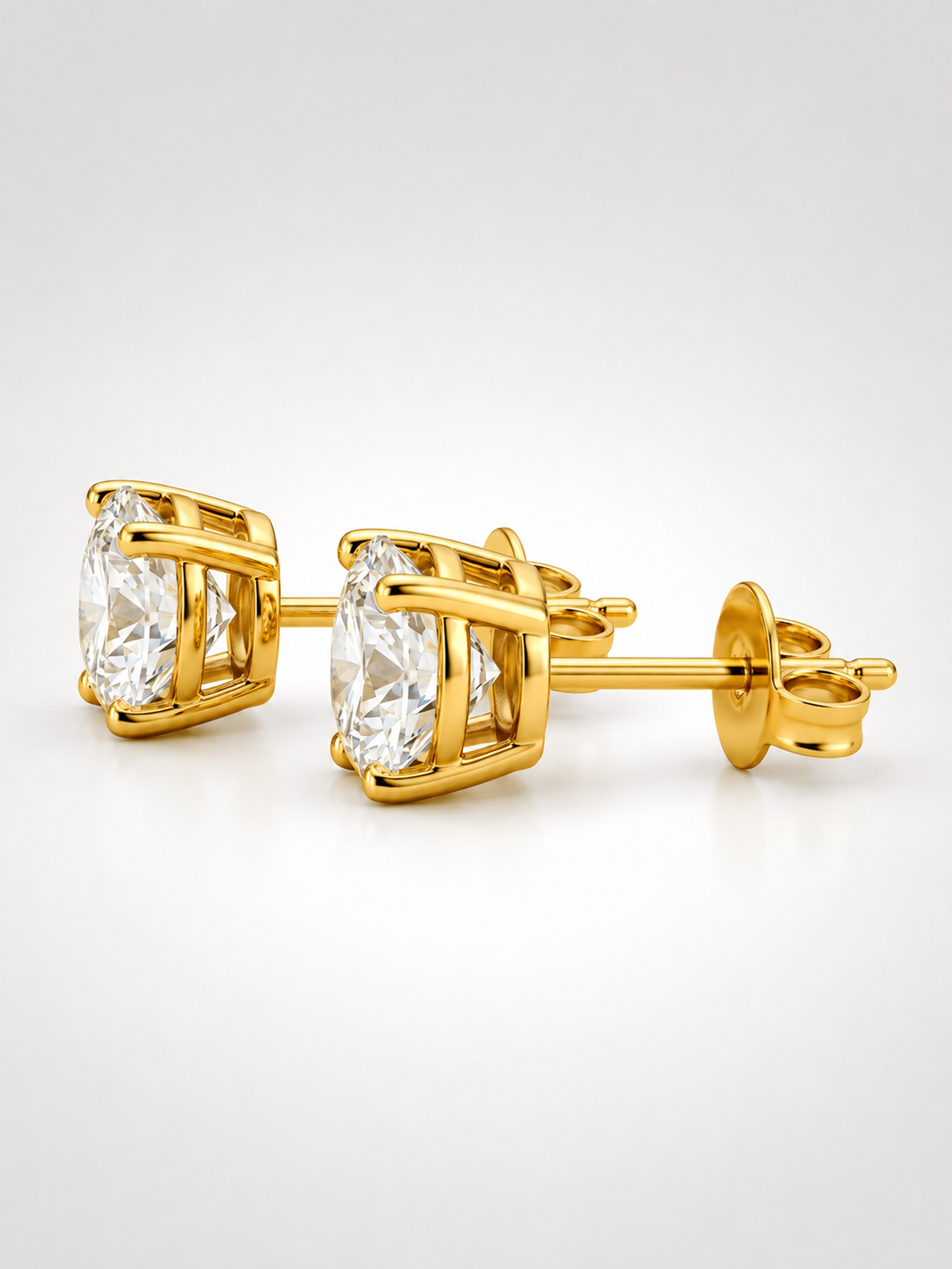 4 Prong Gold Stud Earrings