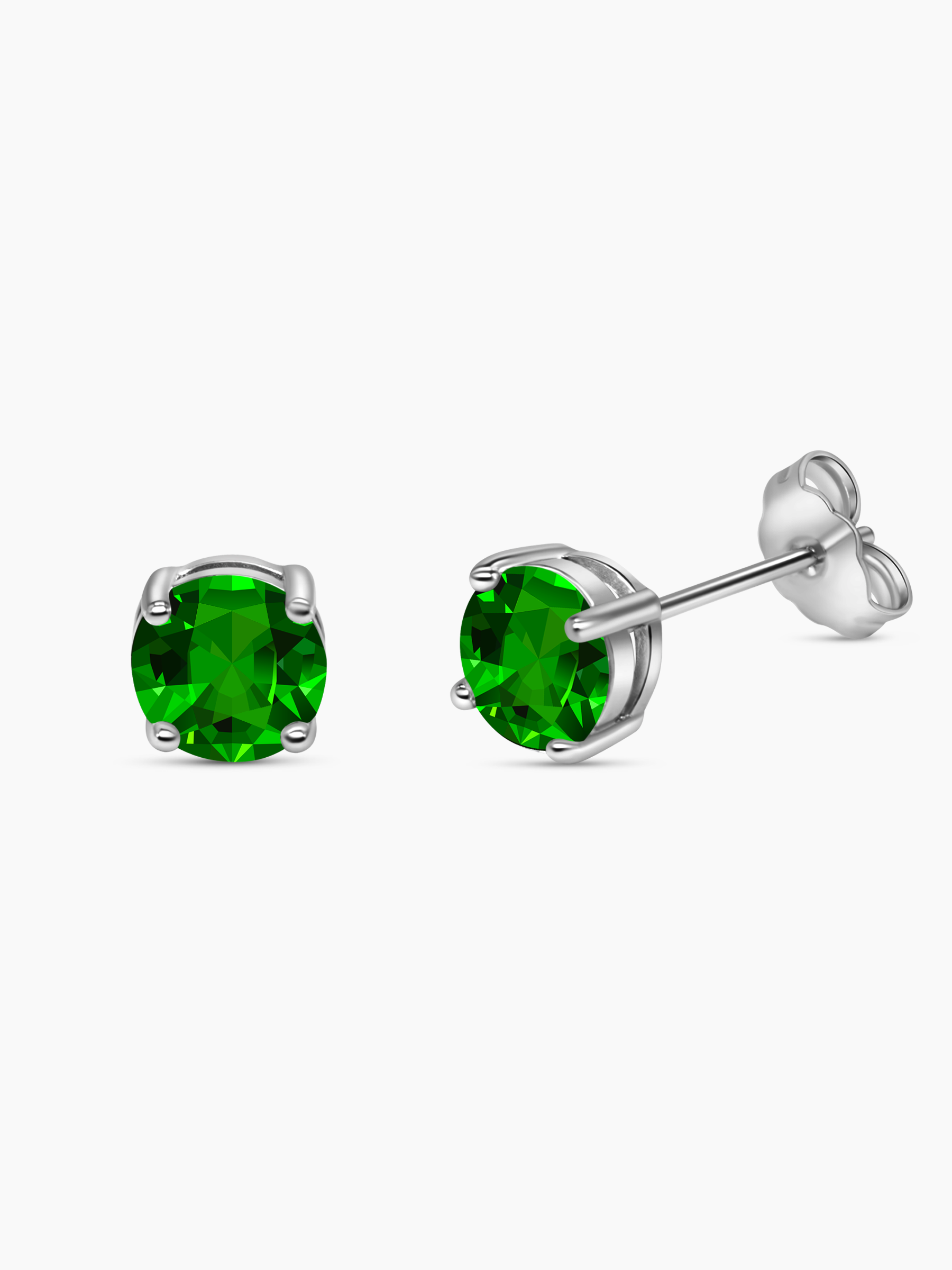 Green Emerald Stud Earrings 925 Sterling Silver
