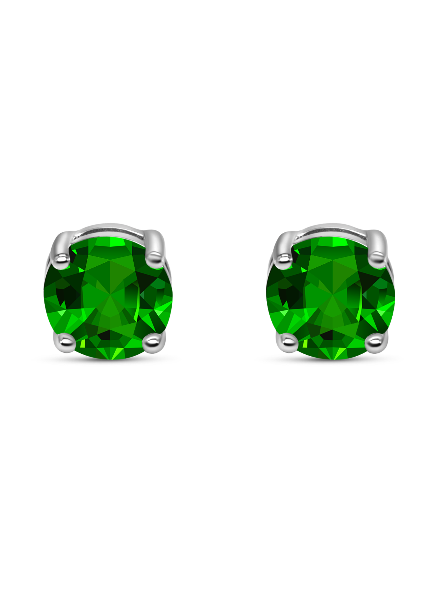 Green Emerald Stud Earrings 925 Sterling Silver