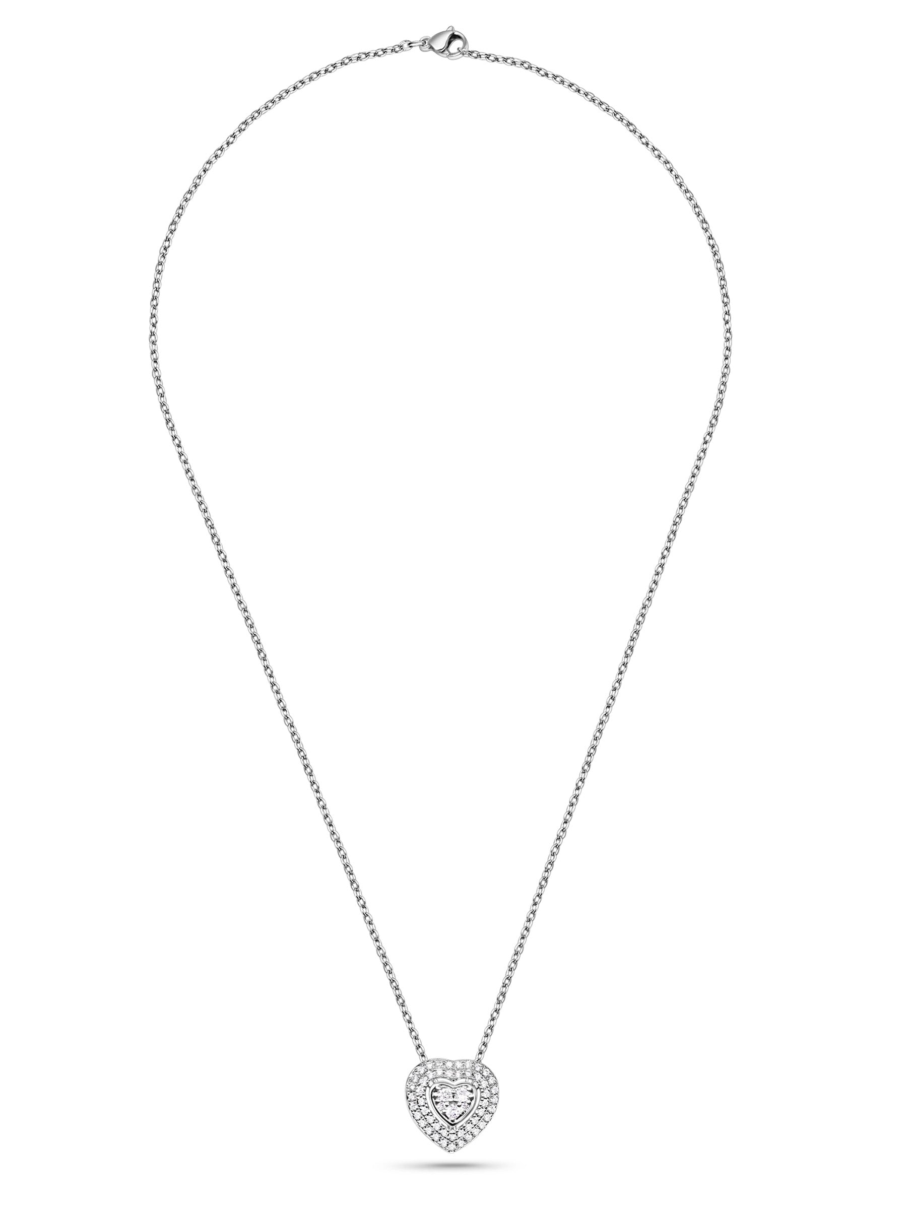 Pave Heart White Sapphire Necklace for Women