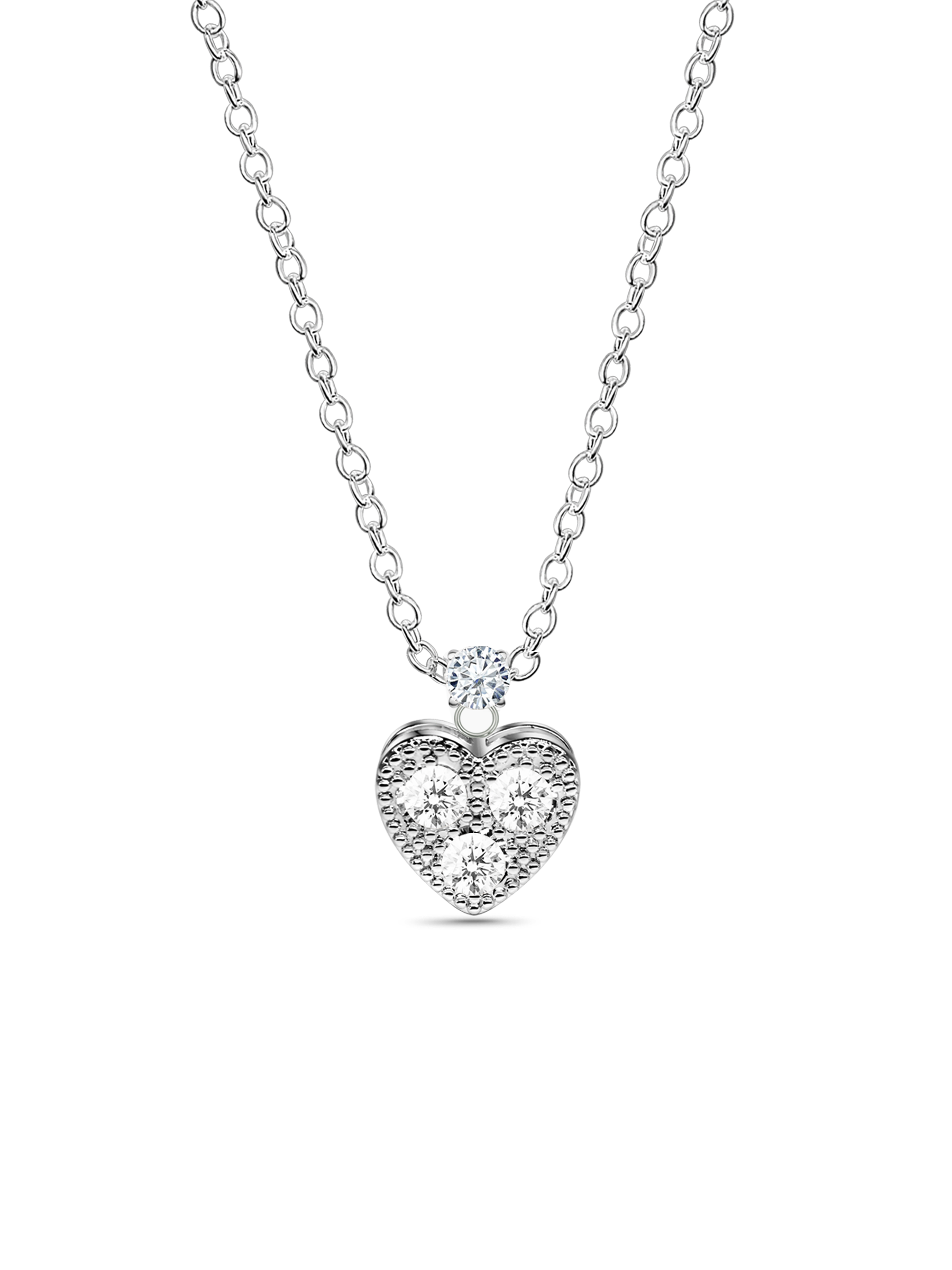 silver heart necklace and earring set