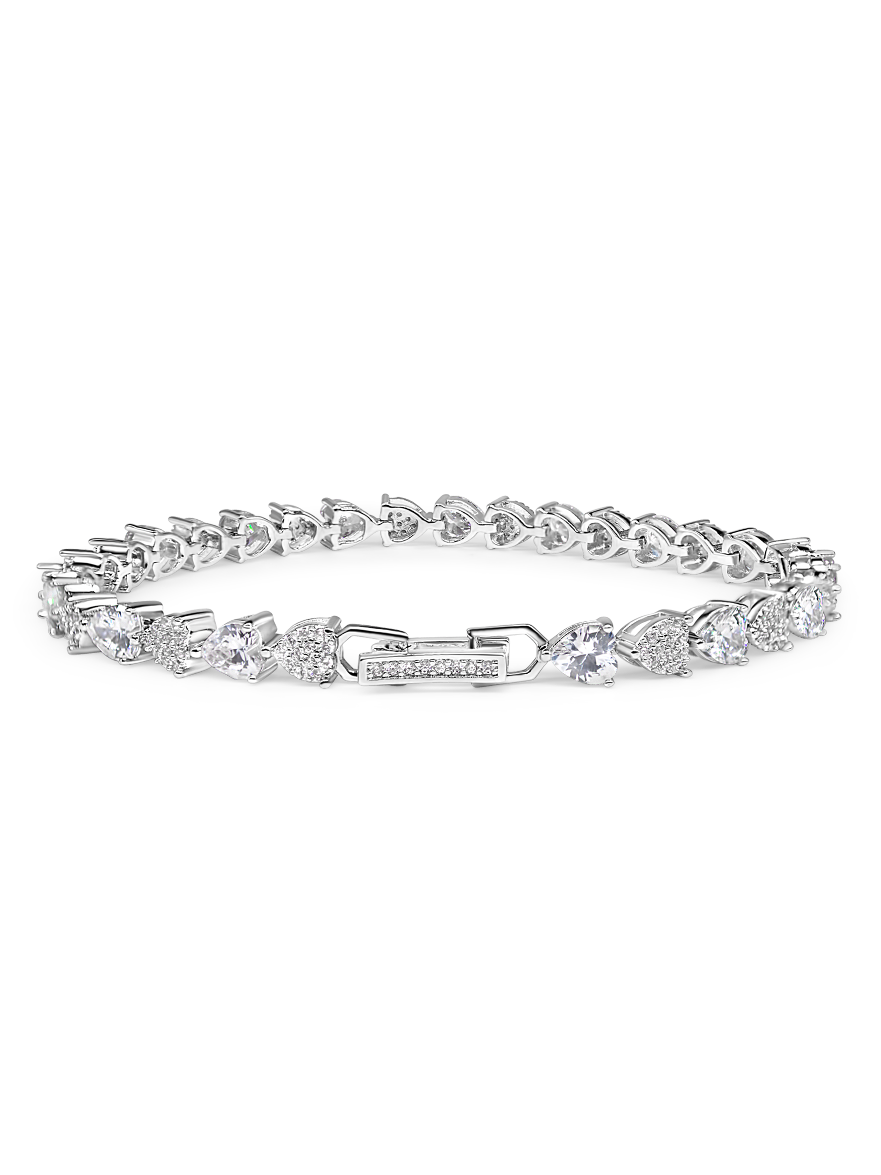 Heart White Sapphire Tennis Bracelet