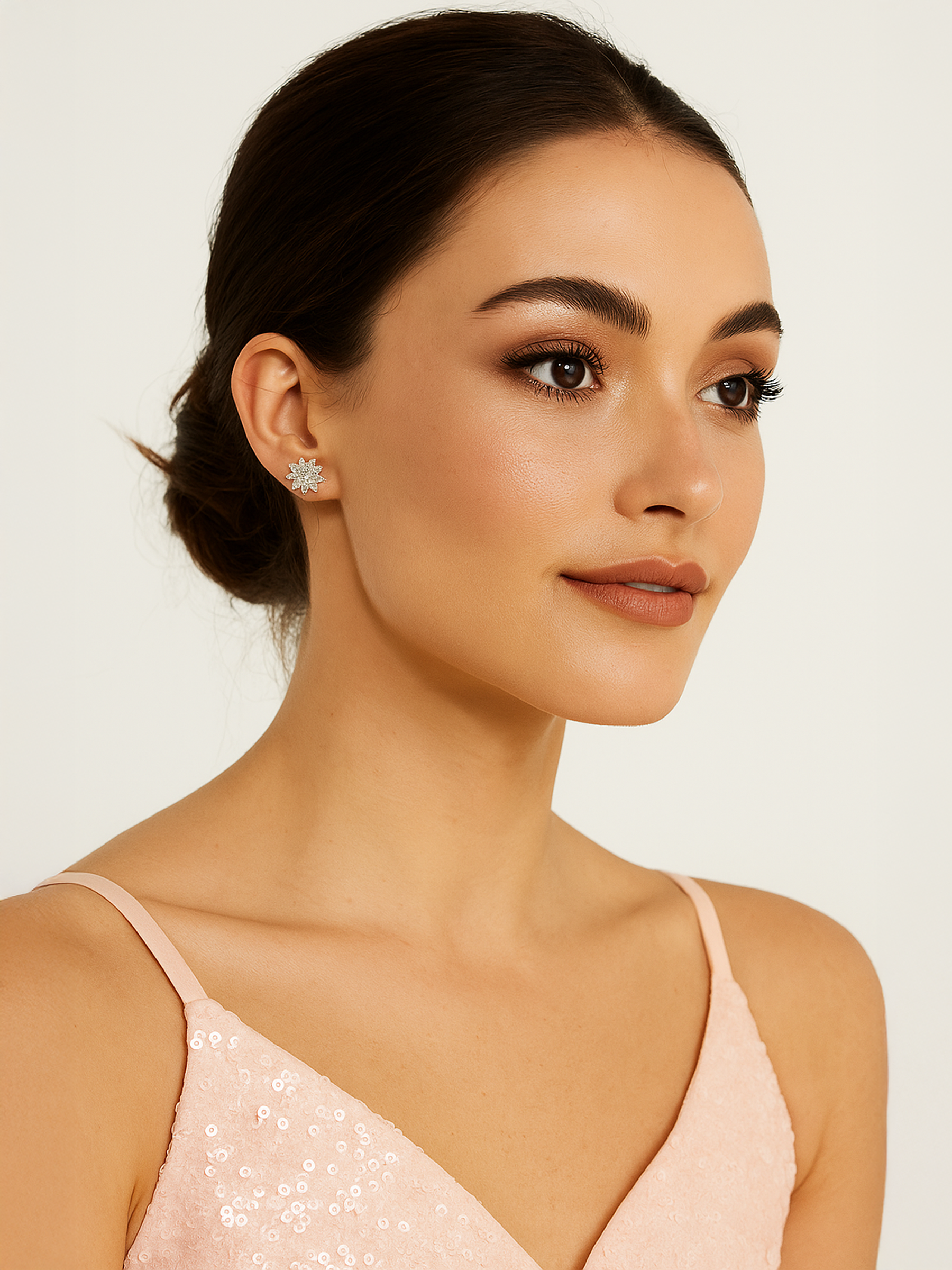 Moissanite Diamond Flower Stud Earrings