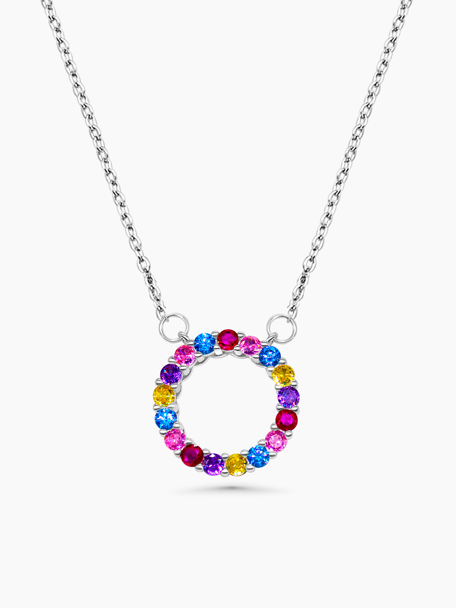 Multistone Necklace, Multicolor Stone Pendant, 925 Sterling Silver, Rainbow outlet Circle Pendant, Anniversary Gift, Birthday Gift For Her