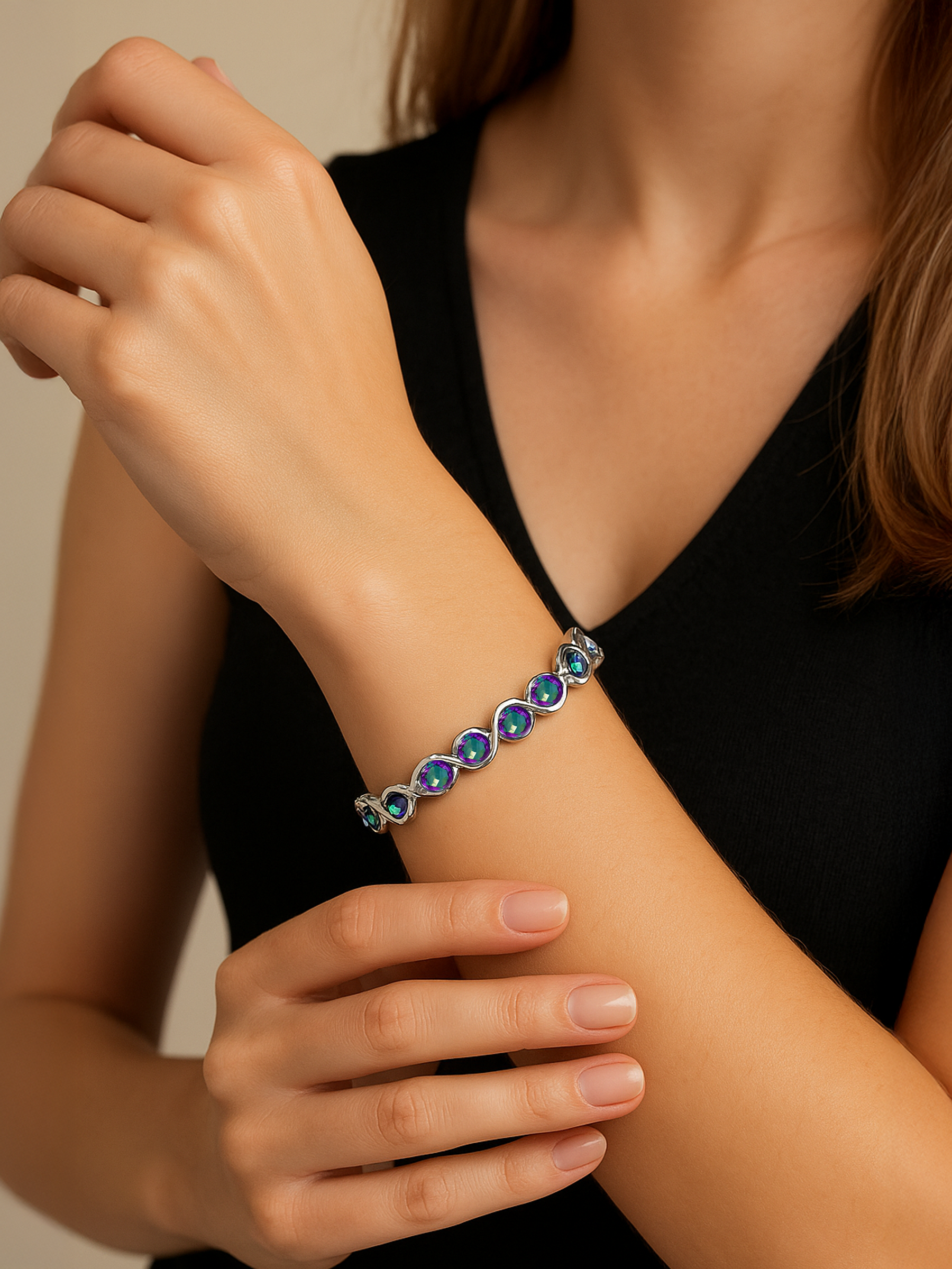 Mystic Topaz Tennis Bracelet Rhodium Plated