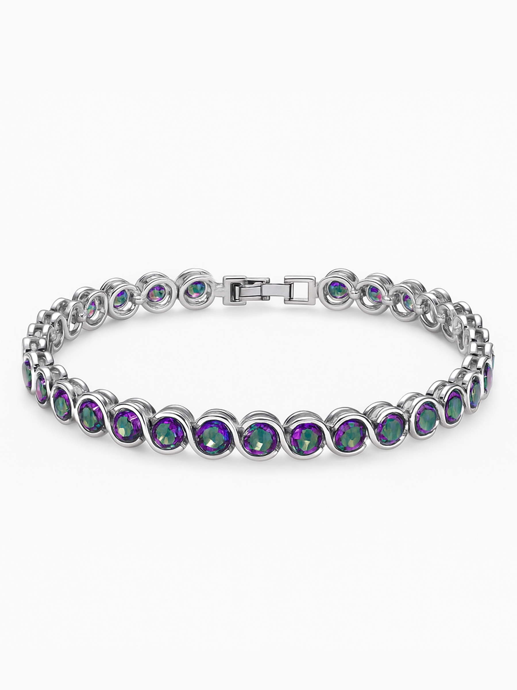 Mystic Topaz Tennis Bracelet Rhodium Plated