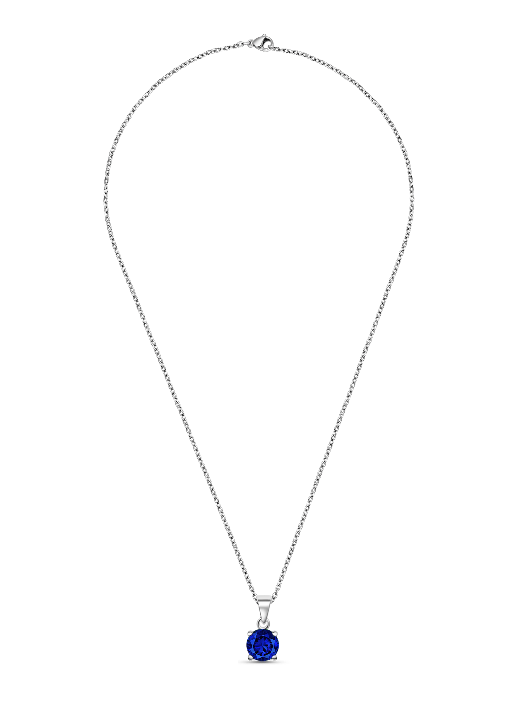 2ct Lab Grown Blue Sapphire Pendant Necklace