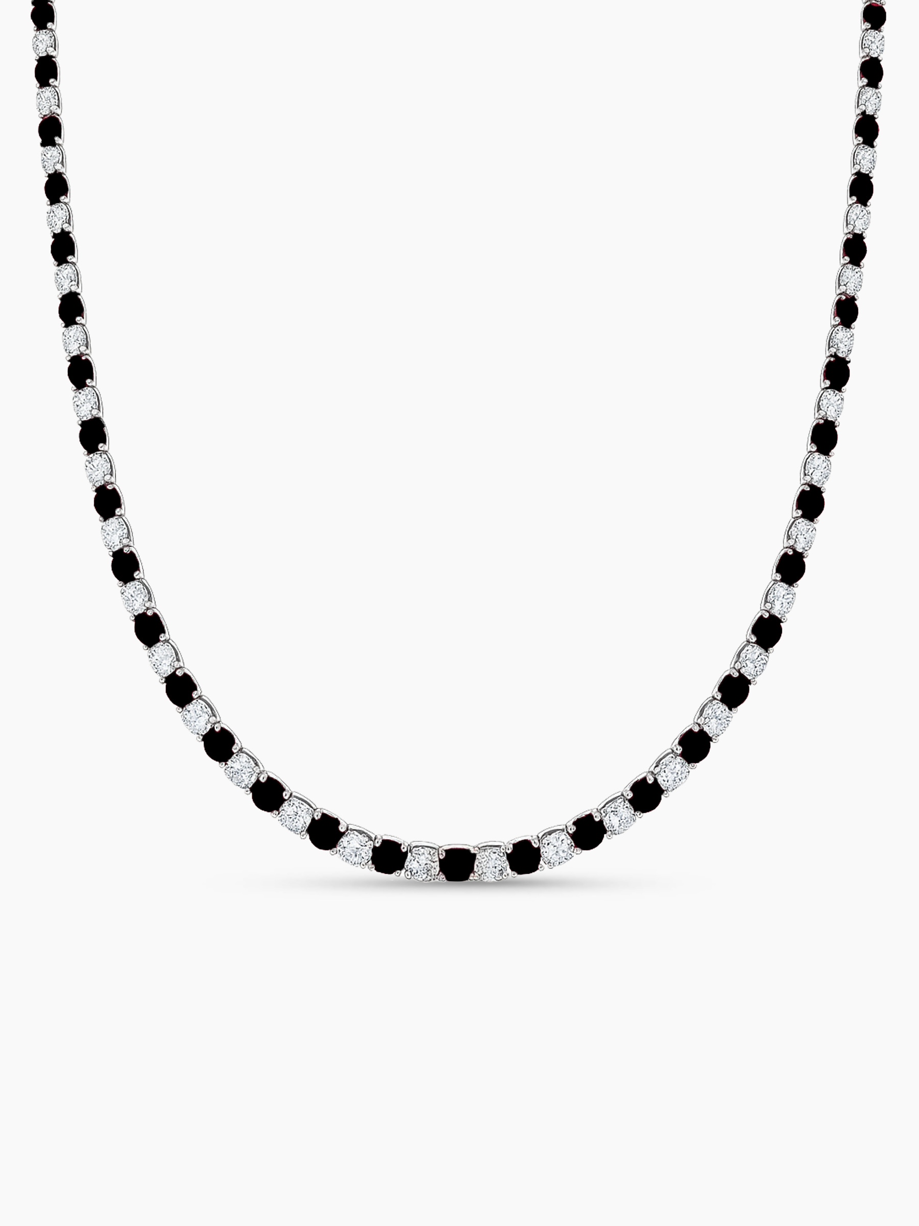 Sparkling 5.7ct Lab Black Sapphire Tennis Necklace