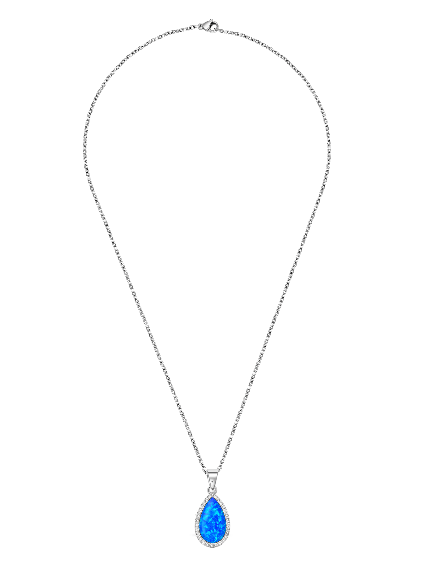 2Ct Blue Opal Pendant Necklace