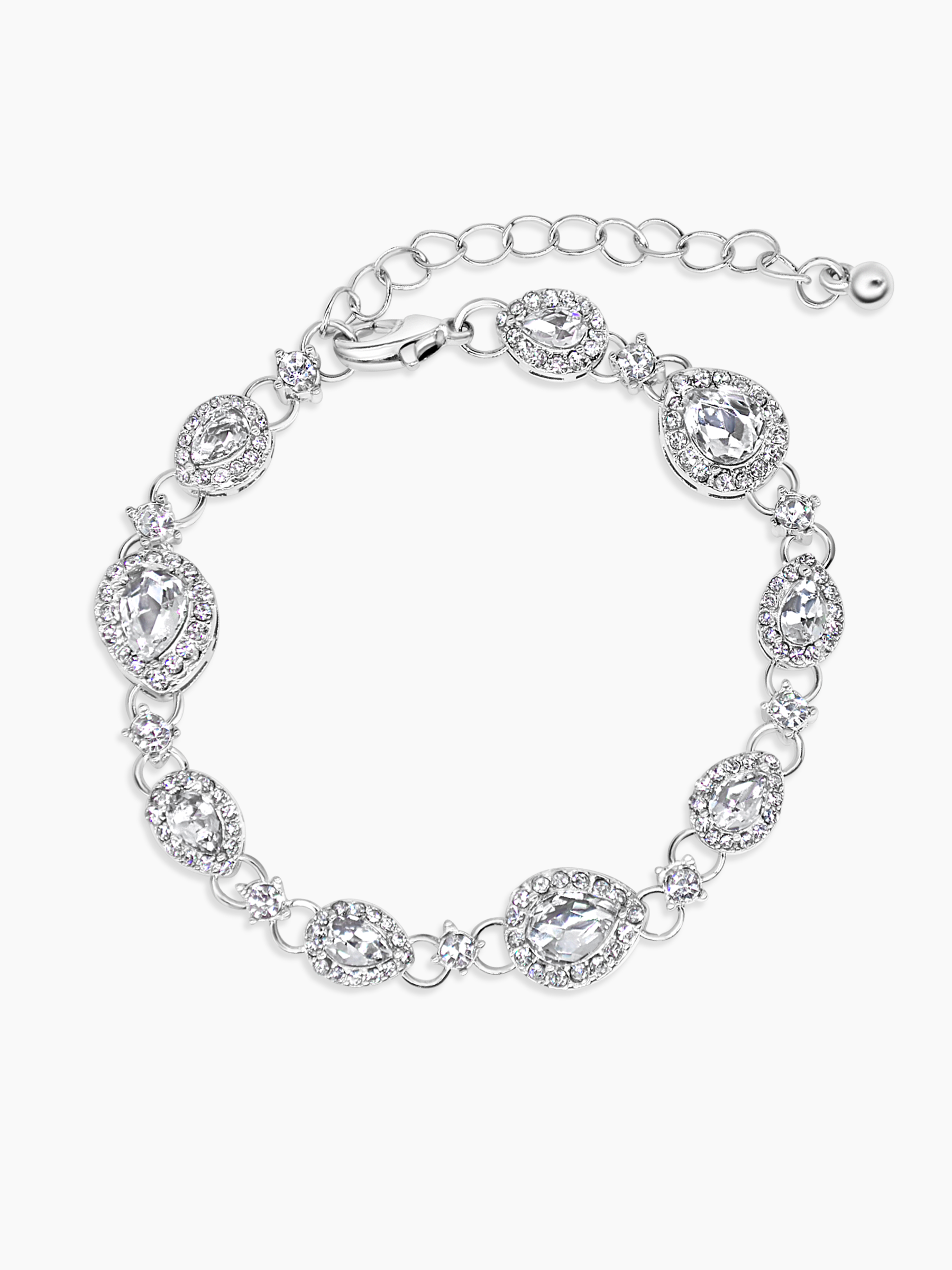 Sparkling Pear Cut Tennis Bracelet Rhodium Plated