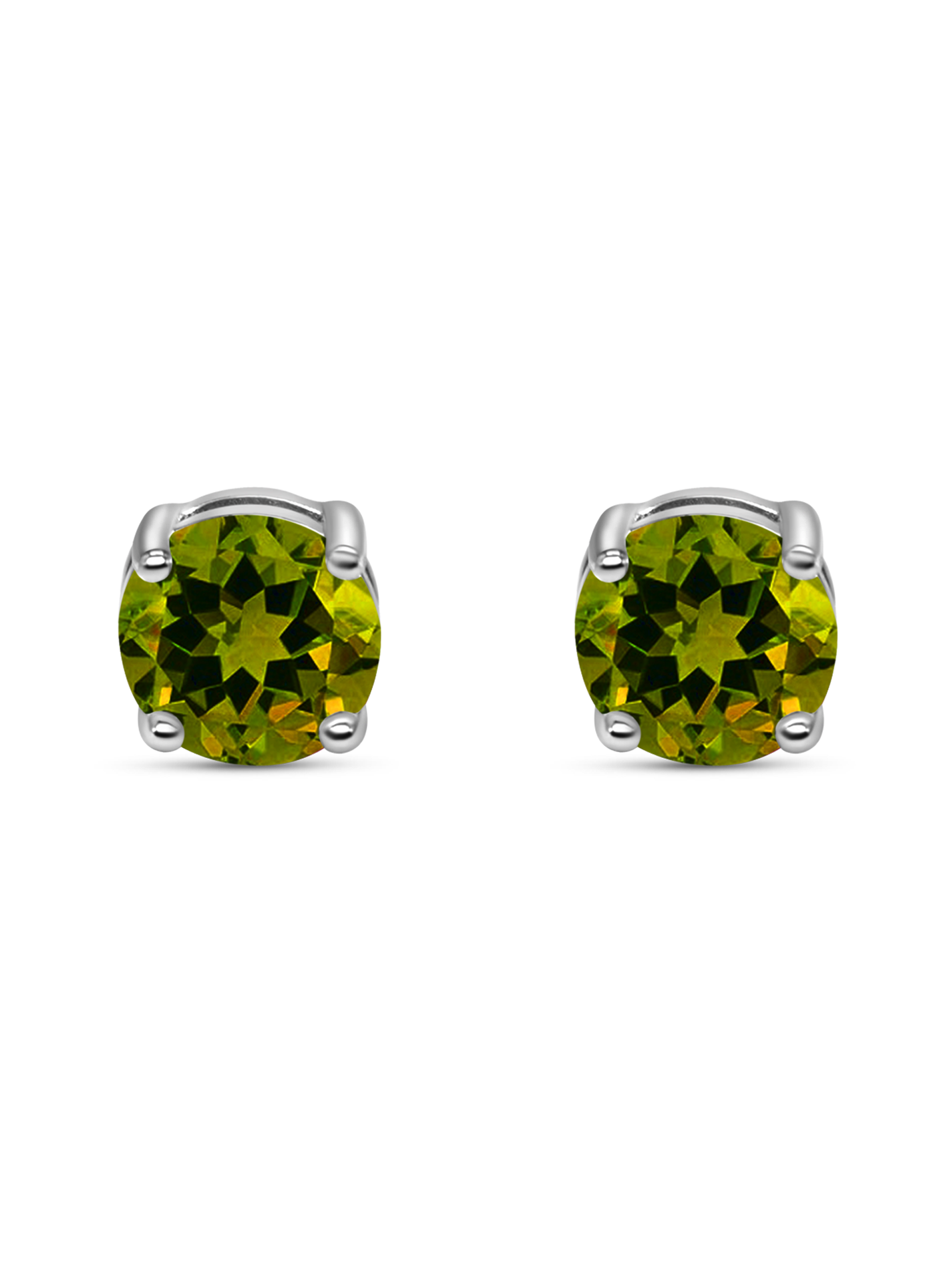 Peridot Green Stud Earrings 925 Sterling Silver