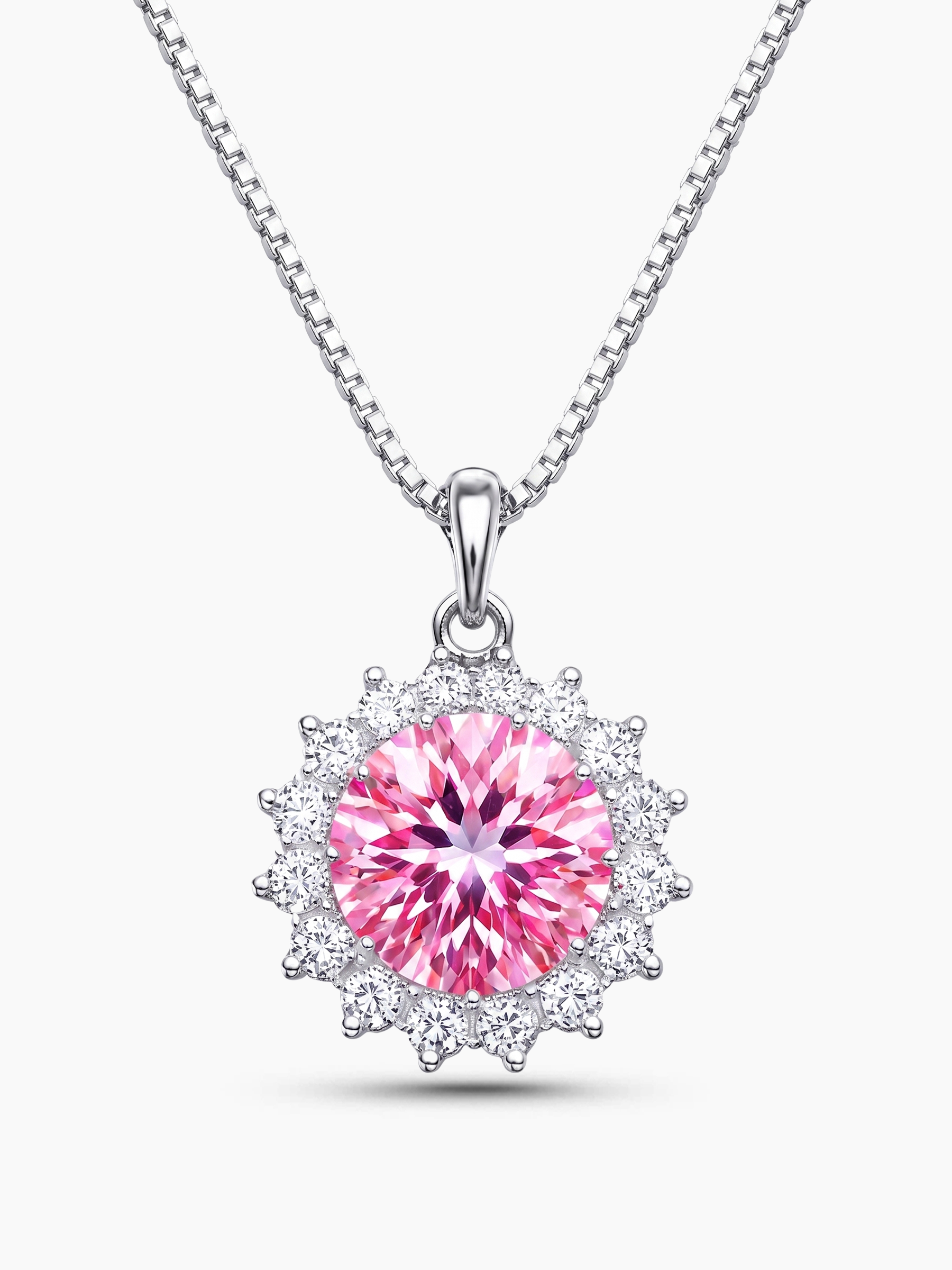 1.25ct Pink Diamond Moissanite Pendant Necklace