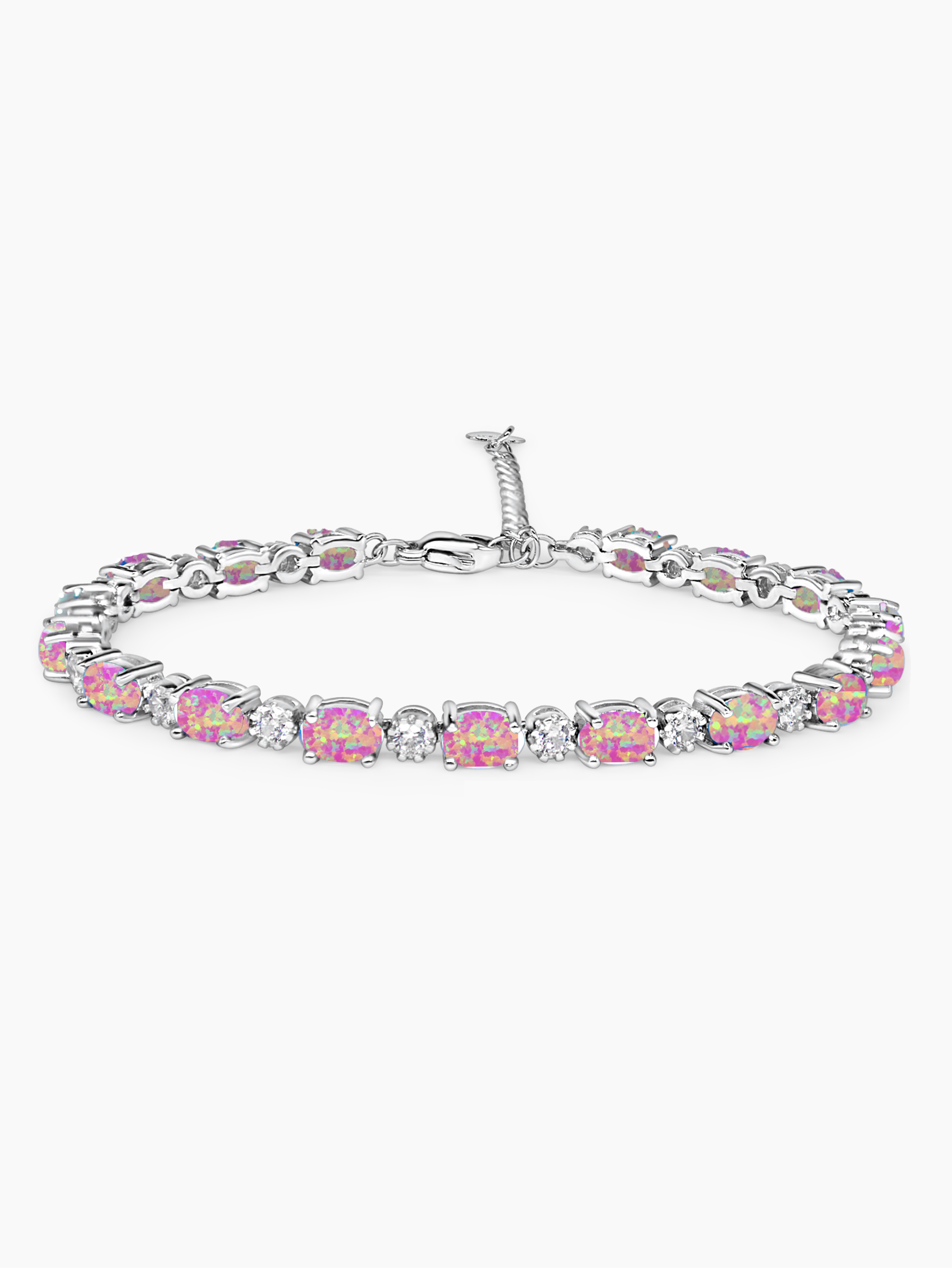 Pink Opal Adjustable Bracelet Sterling Silver