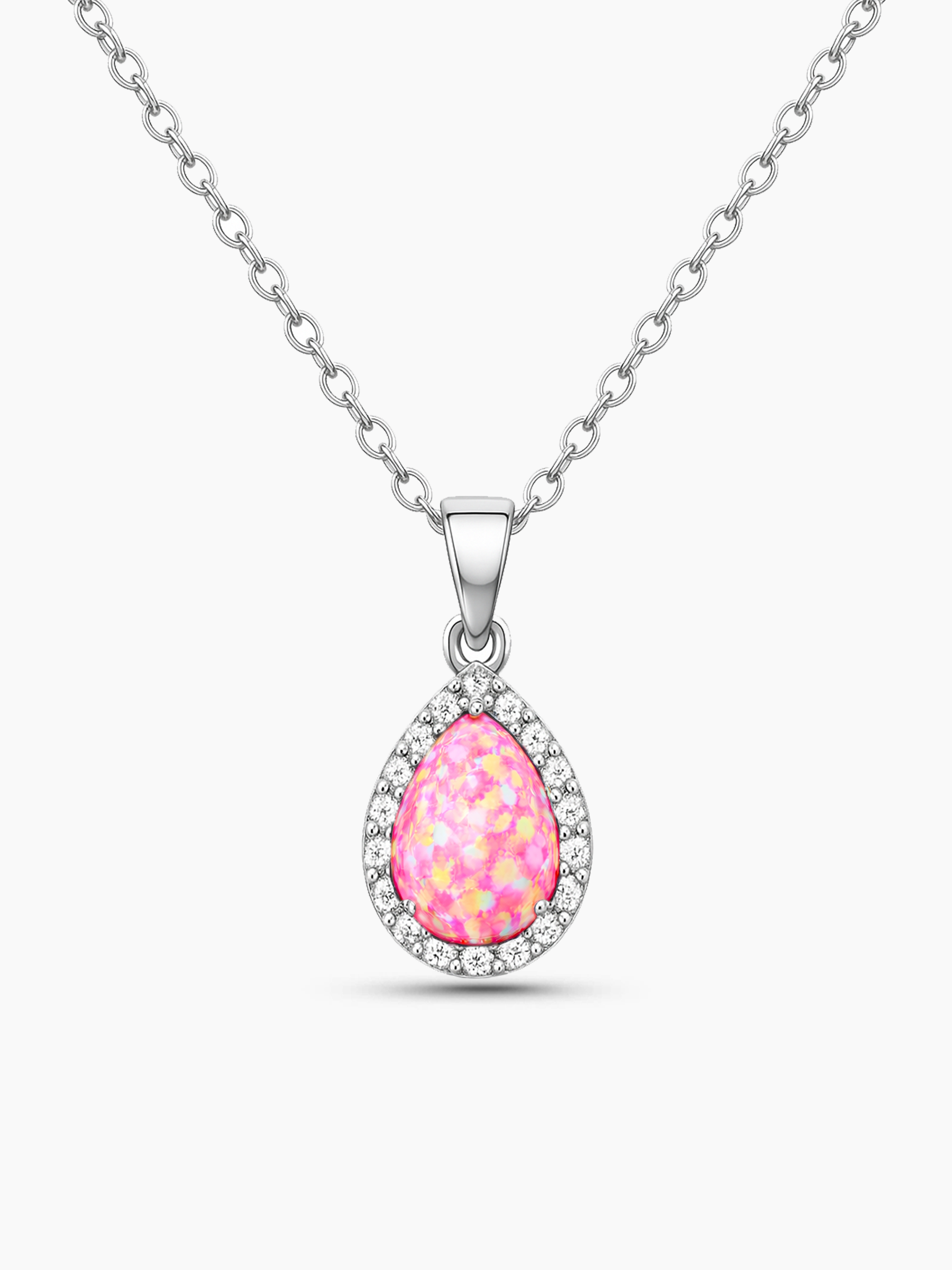 2Ct Pink Opal Pendant Necklace