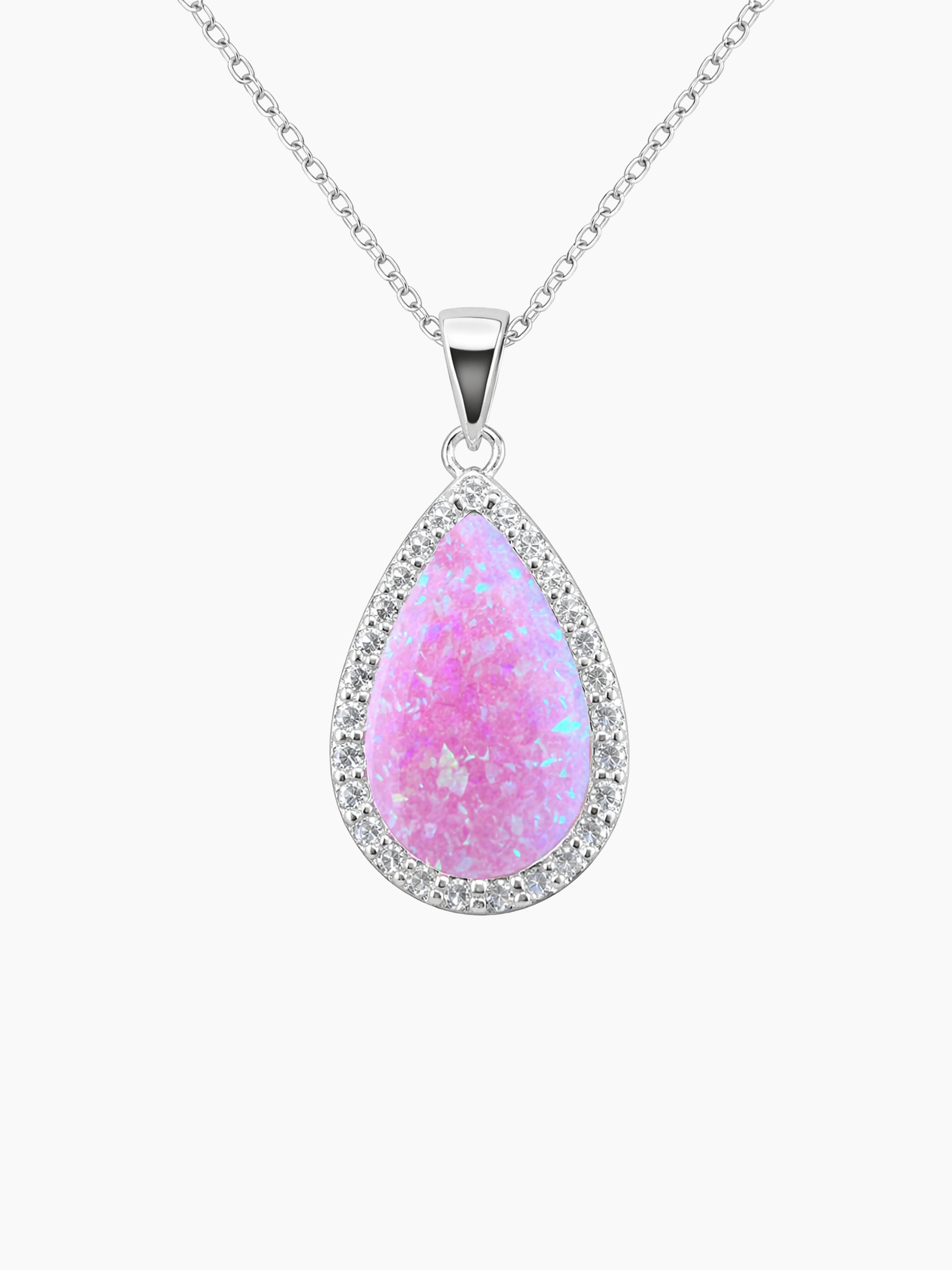 2Ct Pink Opal Pendant Necklace