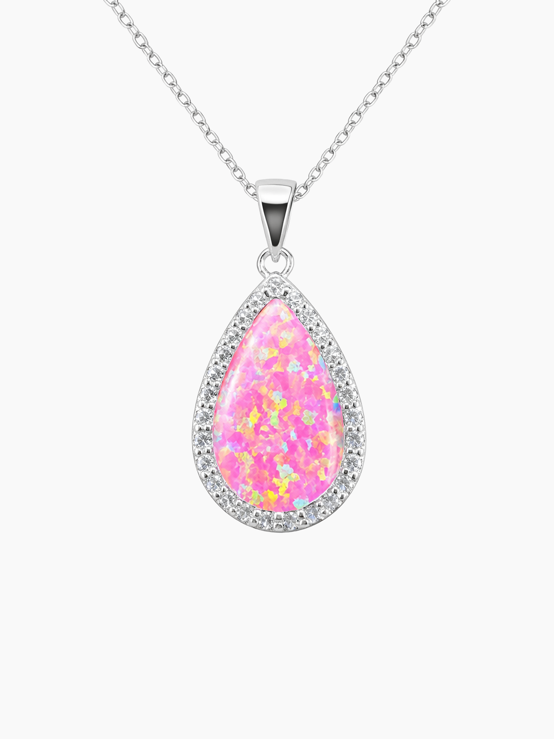2Ct Pink Opal Pendant Necklace