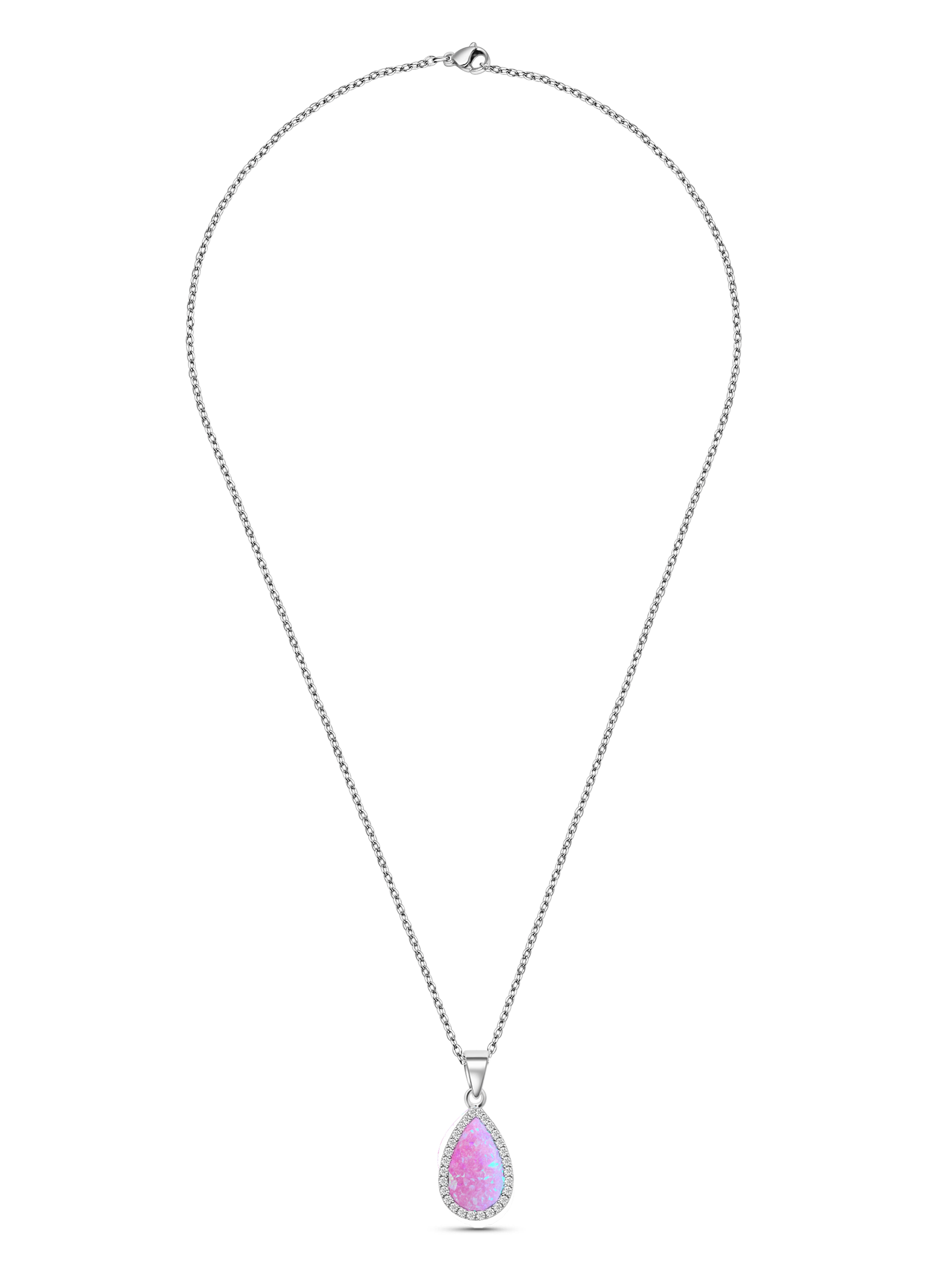 2Ct Pink Opal Pendant Necklace