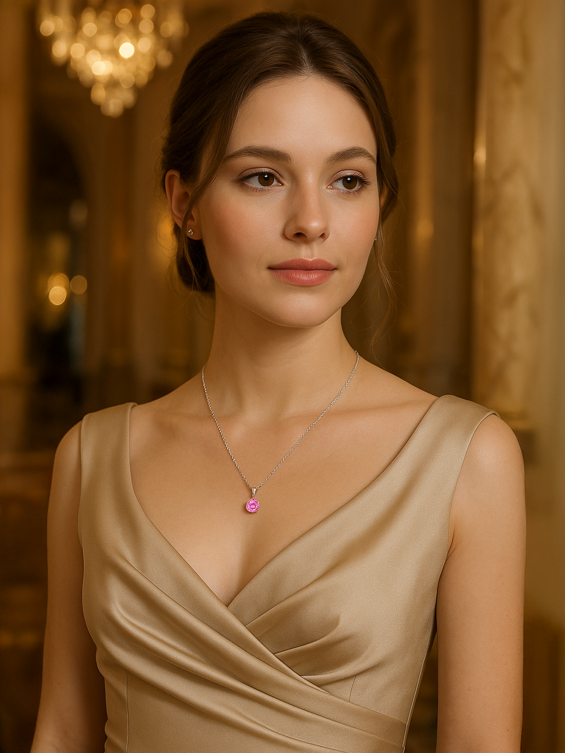 1.25ct Lab Grown Pink Sapphire Pendant Necklace