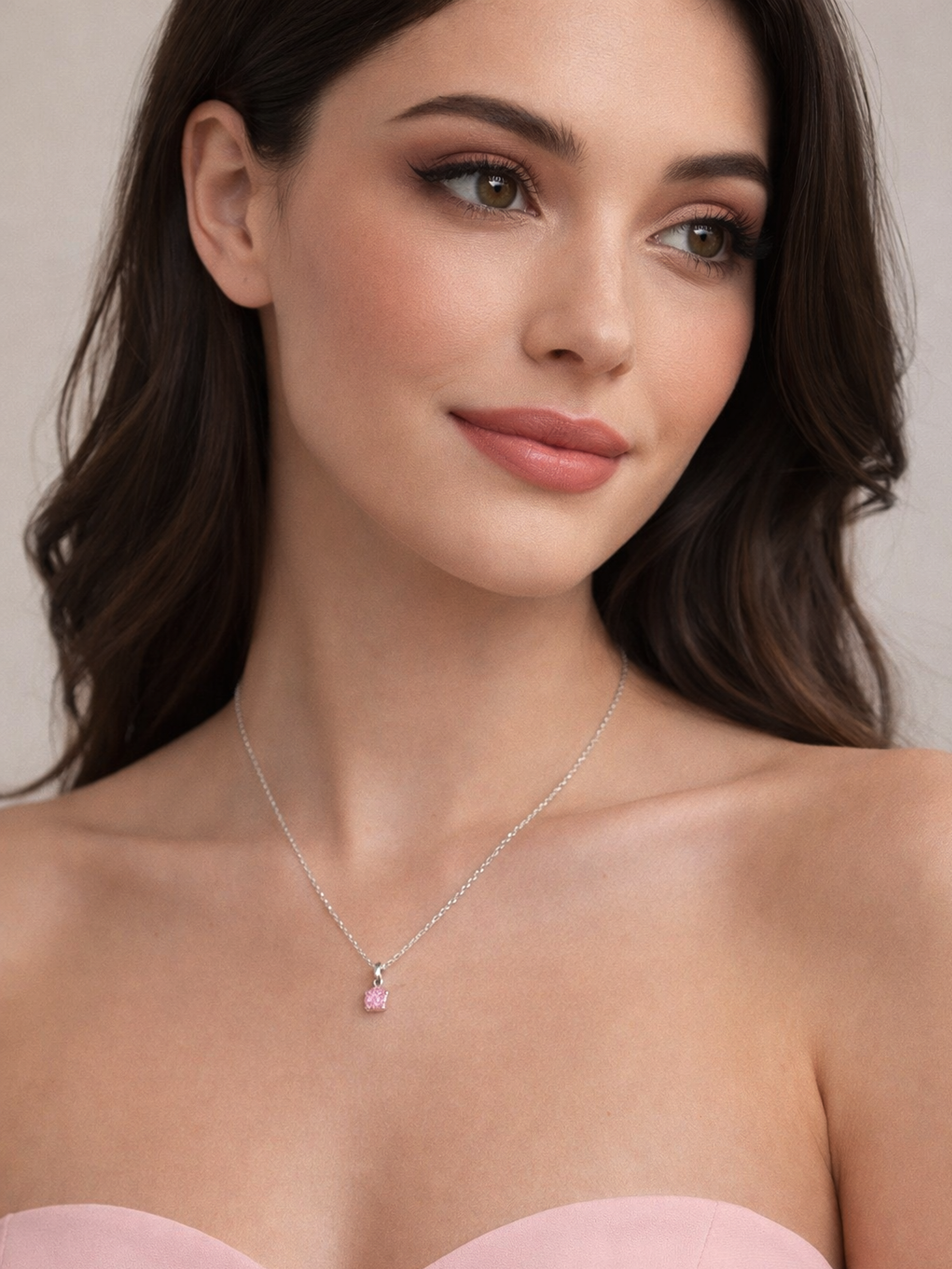 1.25Ct Lab Grown Light Pink Topaz Pendant Necklace