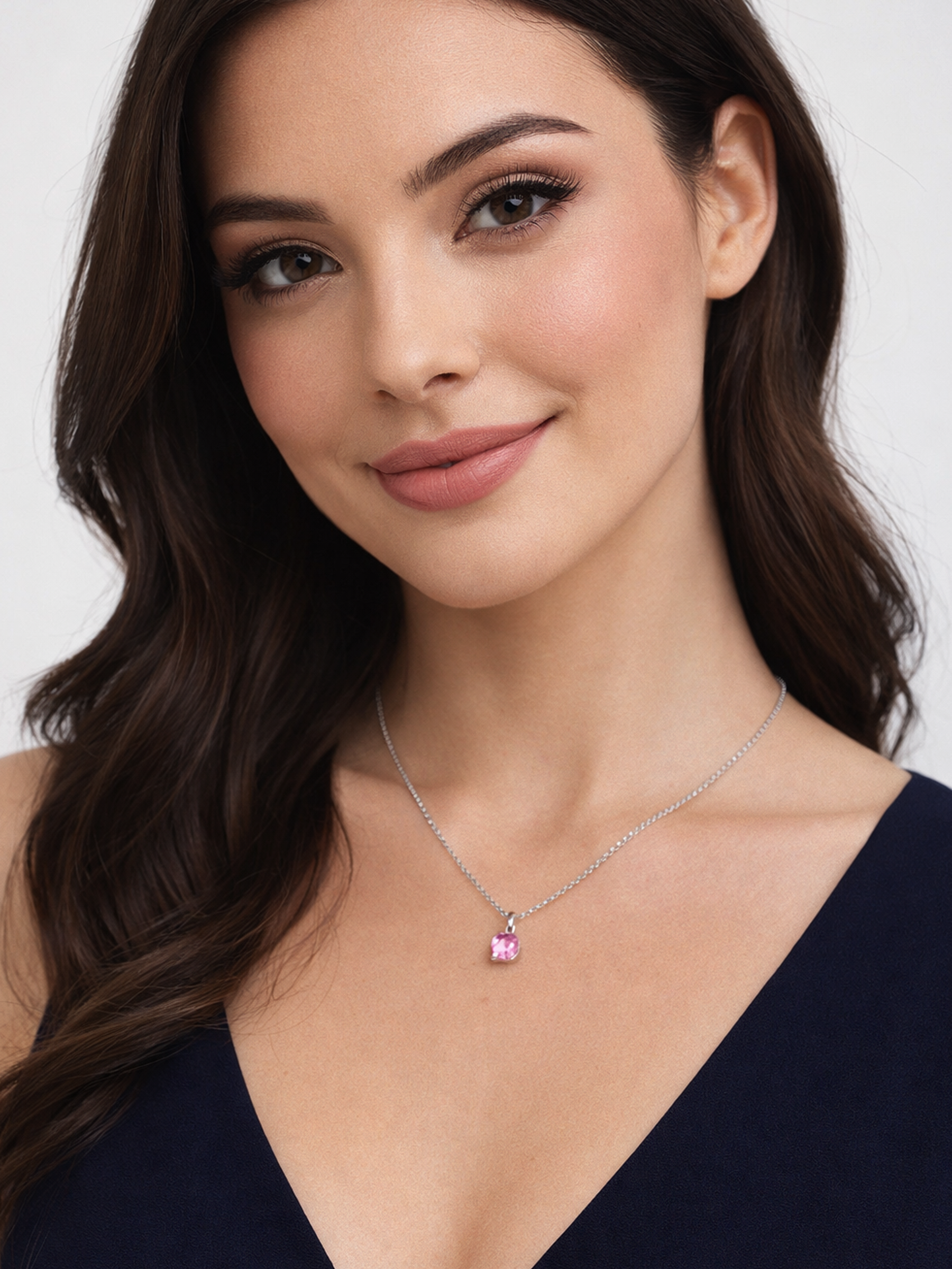 2ct Lab Grown Light Pink Topaz Pendant Necklace