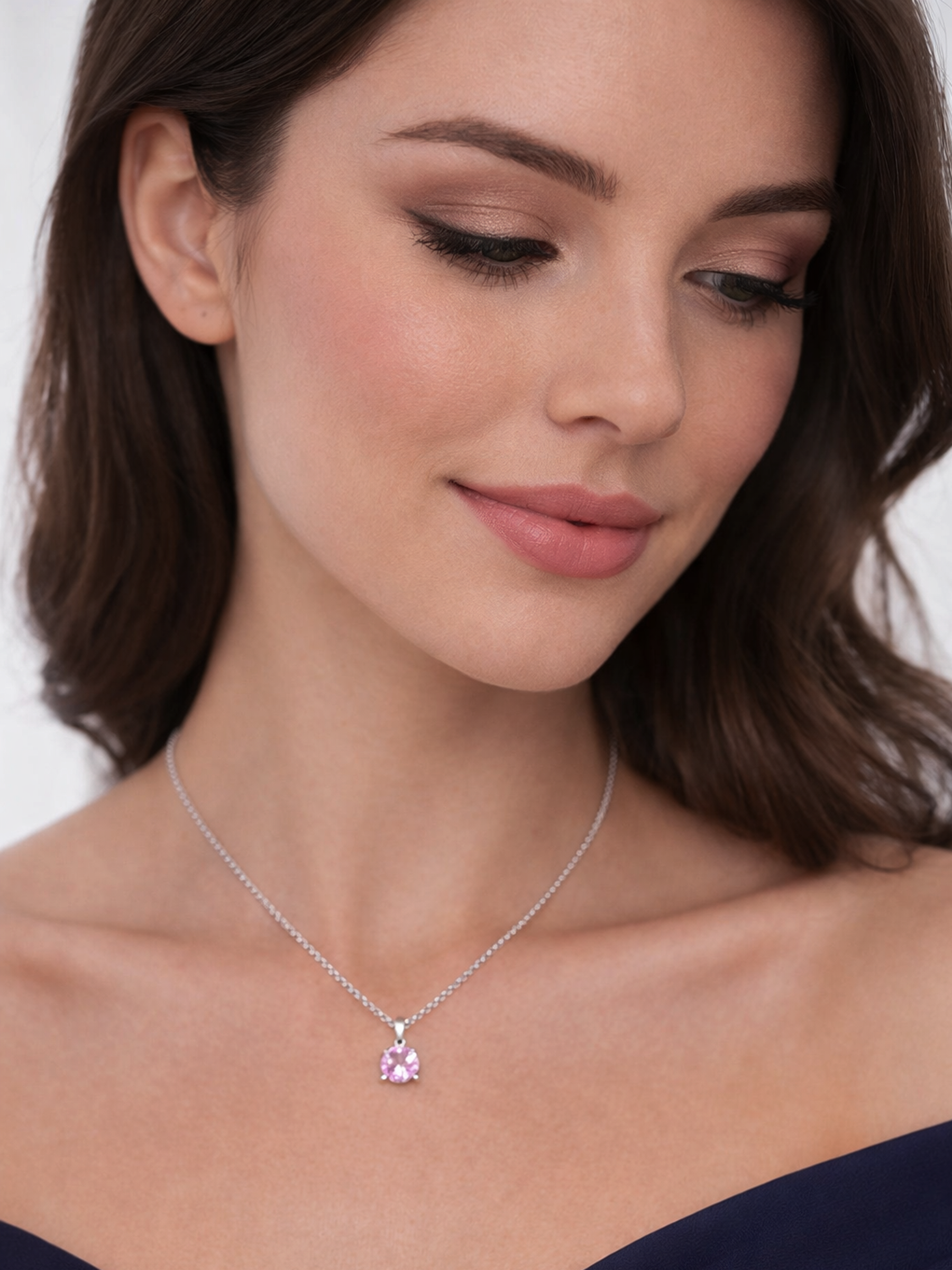 2ct Lab Grown Light Pink Topaz Pendant Necklace