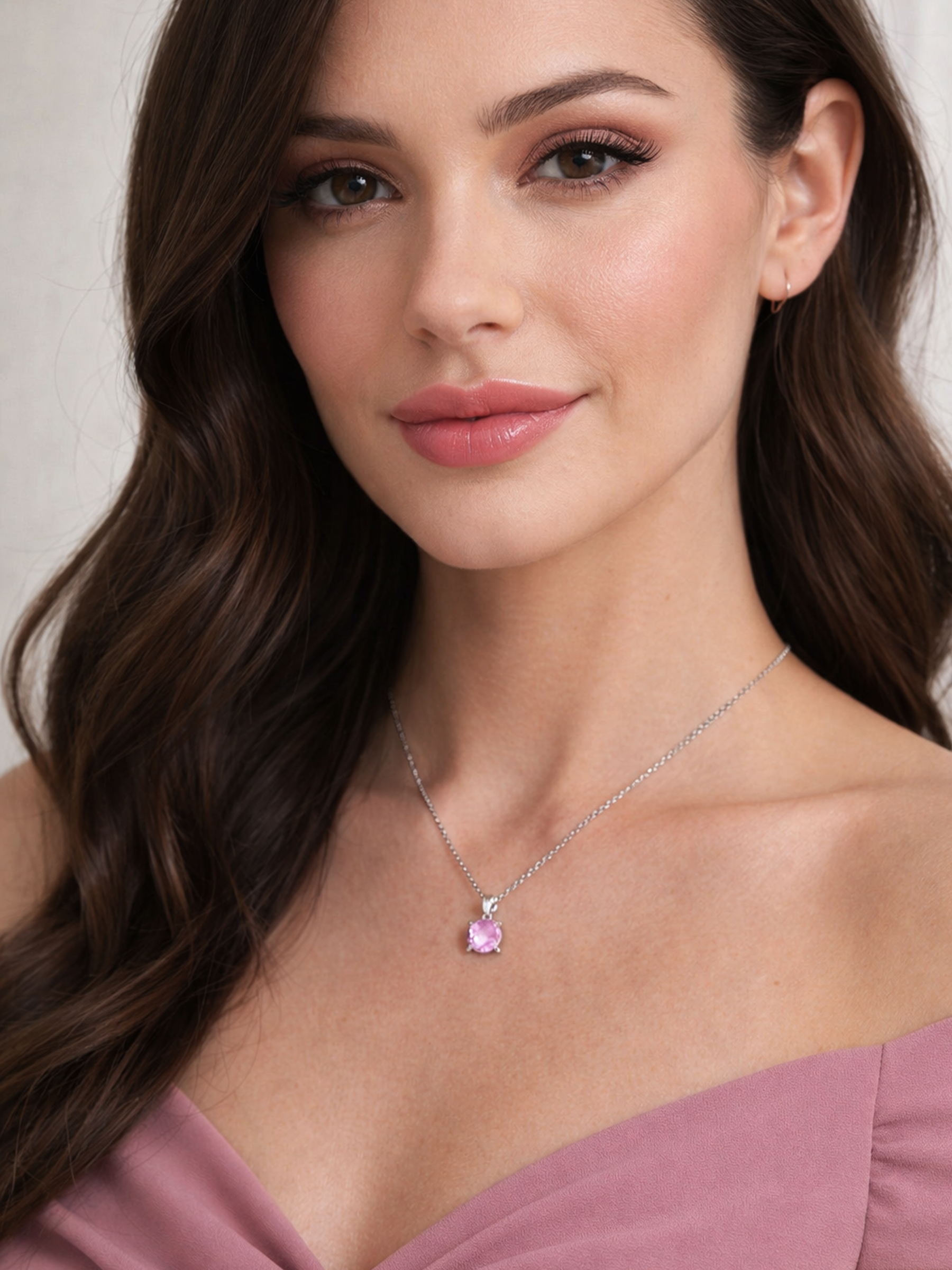2ct Lab Grown Light Pink Topaz Pendant Necklace