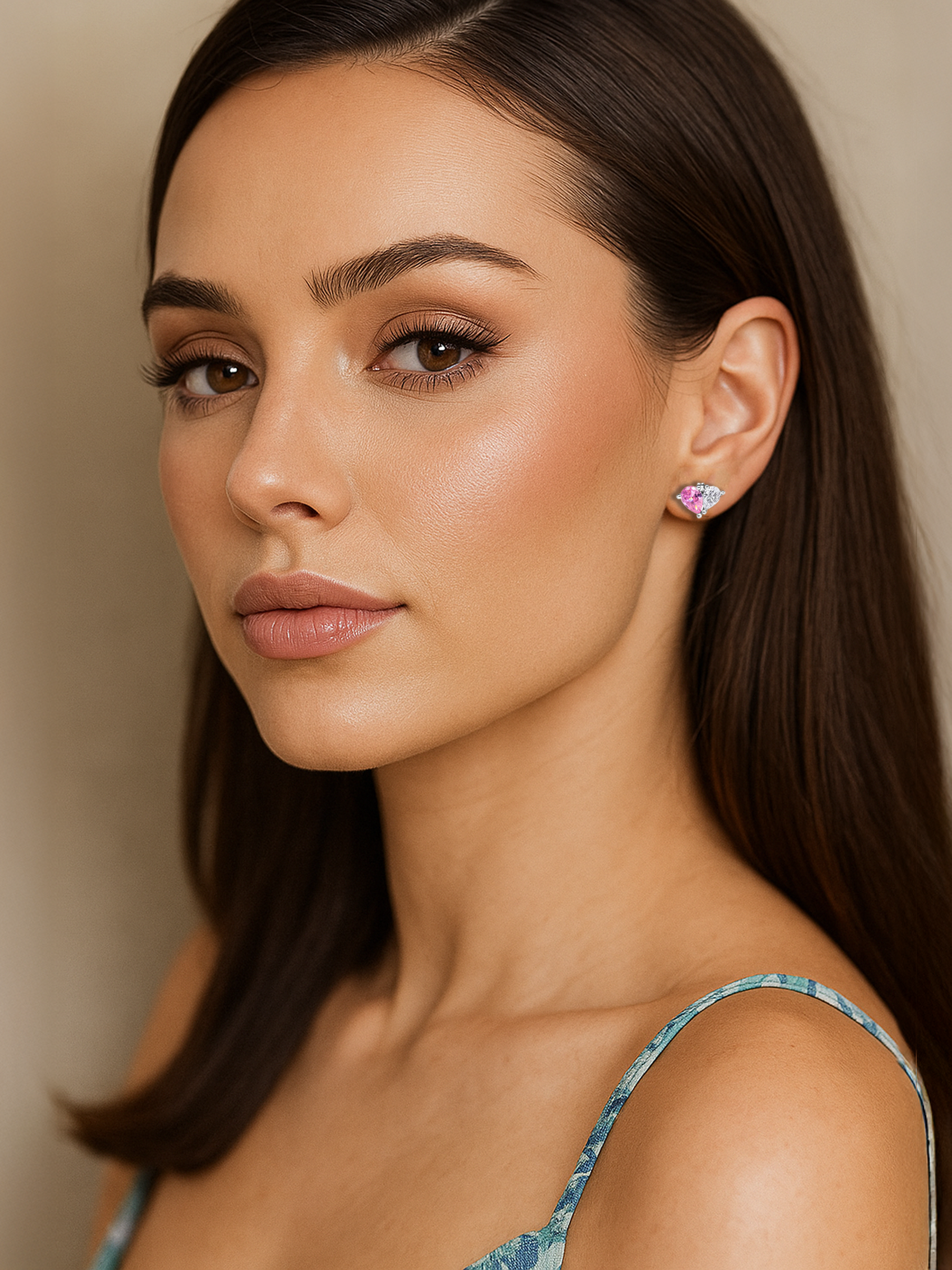 Pink Sapphire Love Heart Earrings