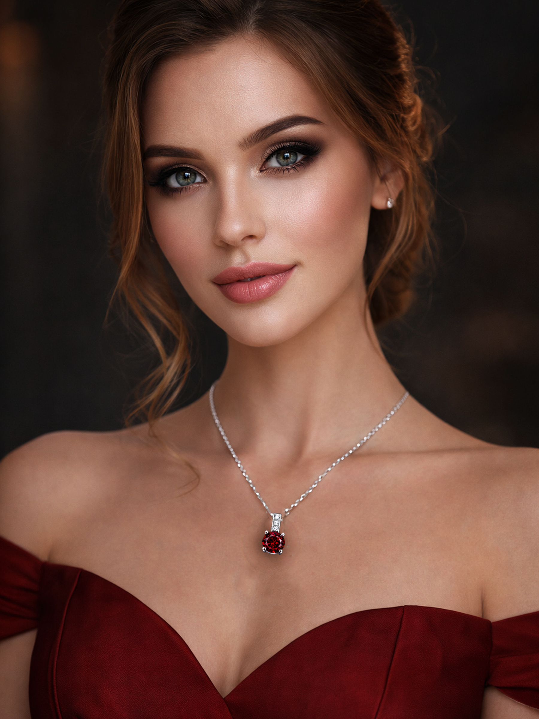 2Ct Lab Grown Ruby & Moissanite Pendant Necklace