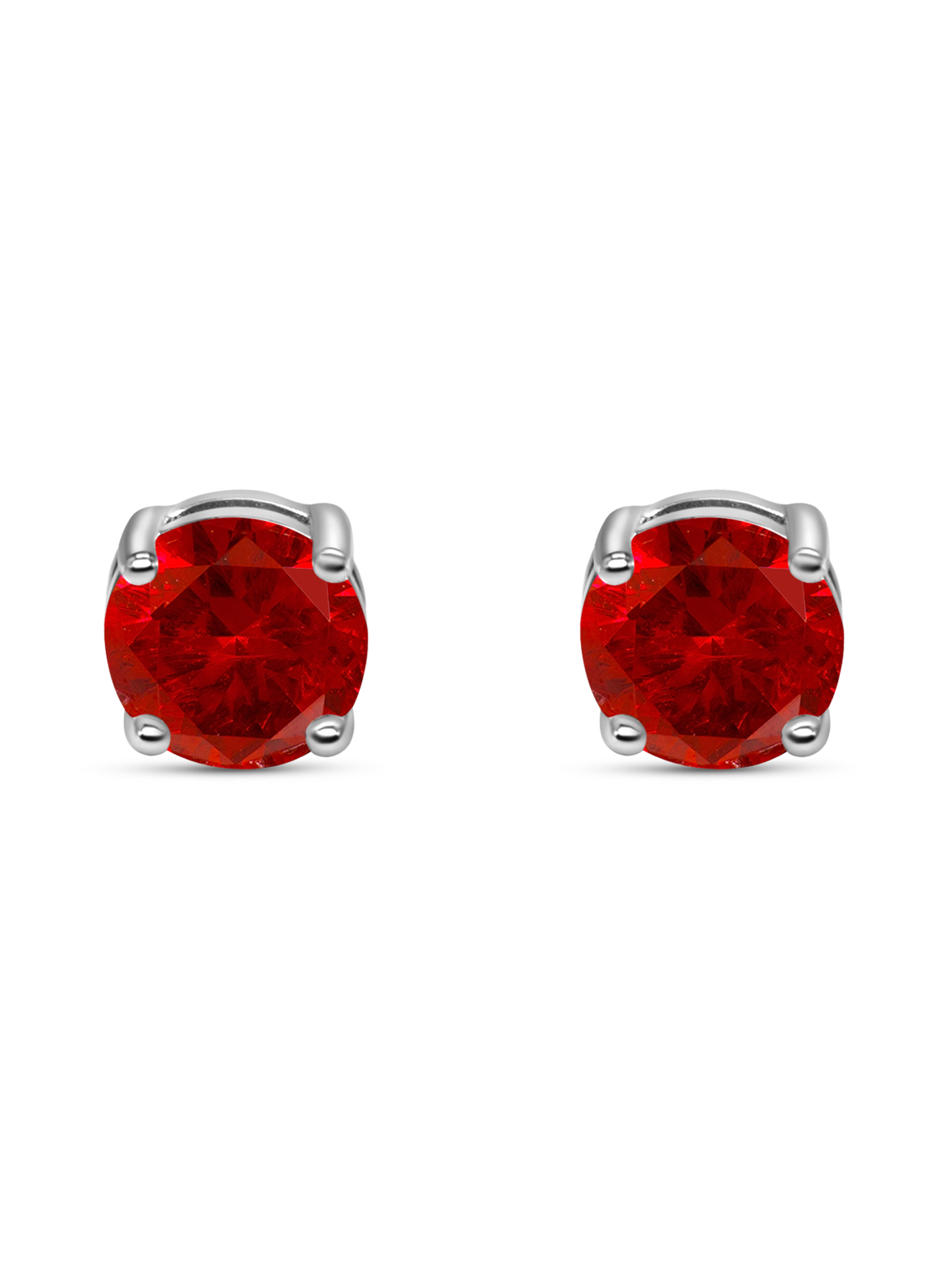 Red Ruby Stud Earrings 925 Sterling Silver