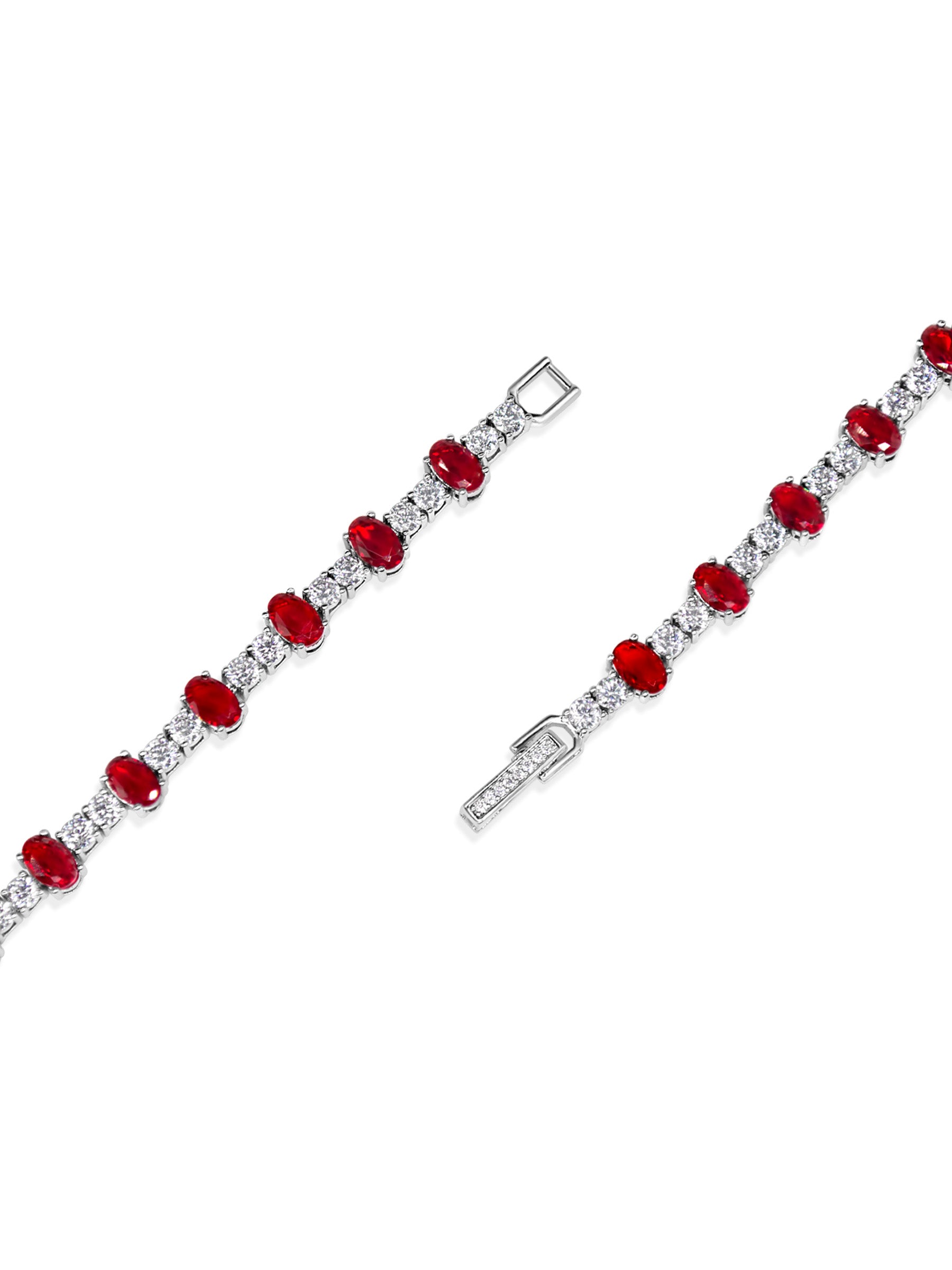 Ruby And White Sapphire Tennis Bracelet