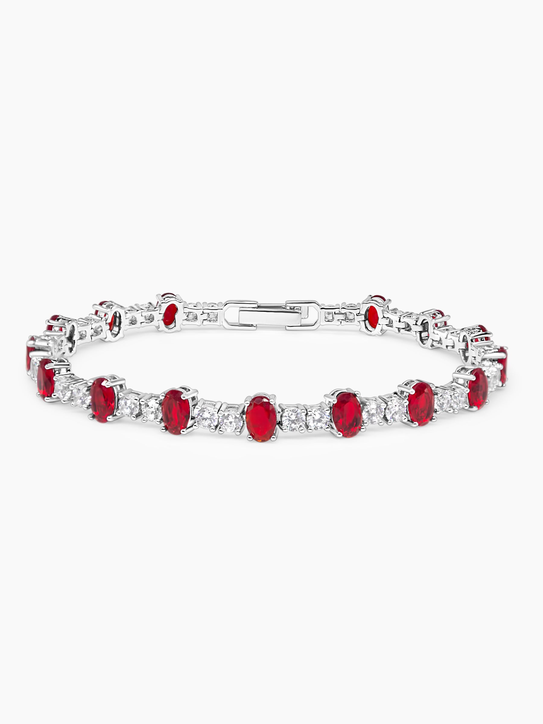 Ruby And White Sapphire Tennis Bracelet