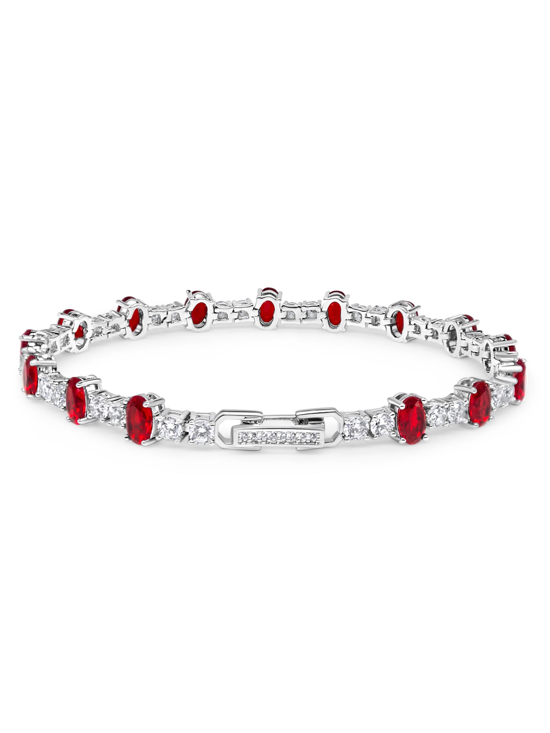Ruby And White Sapphire Tennis Bracelet