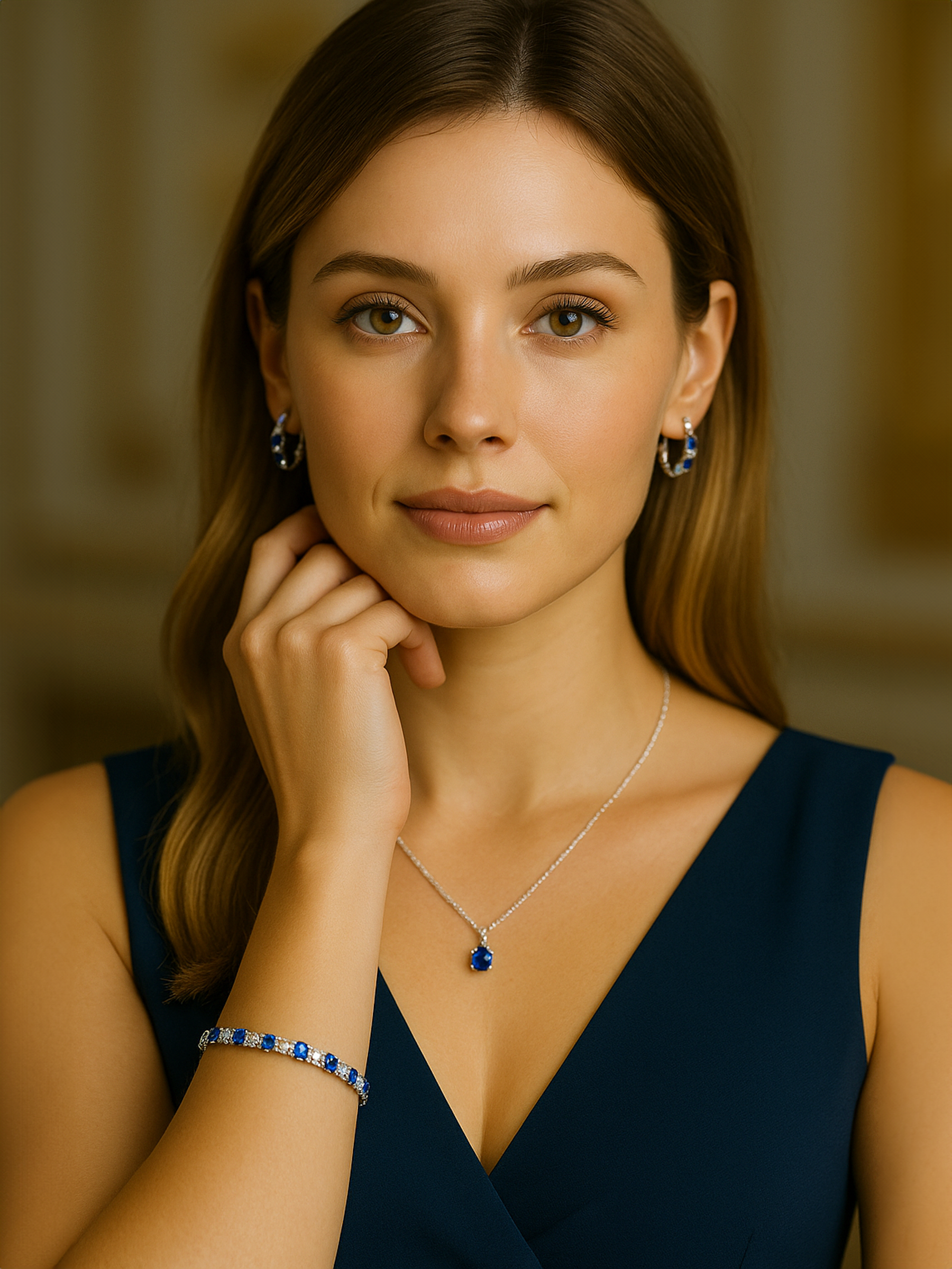 Sapphire Blue Hoop Earrings
