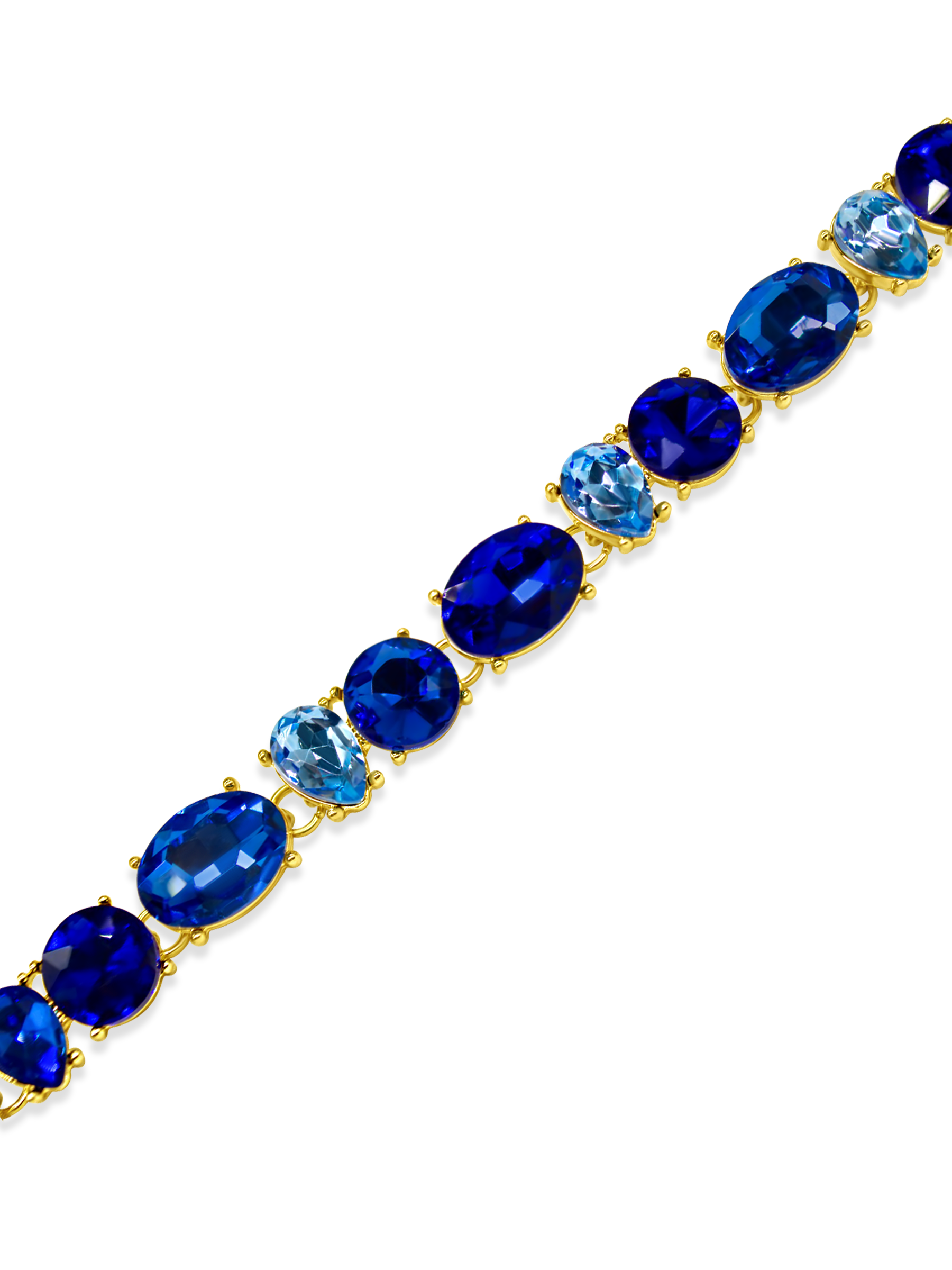 Blue Sapphire Bracelet Mixed Cut Gold Tone Plated