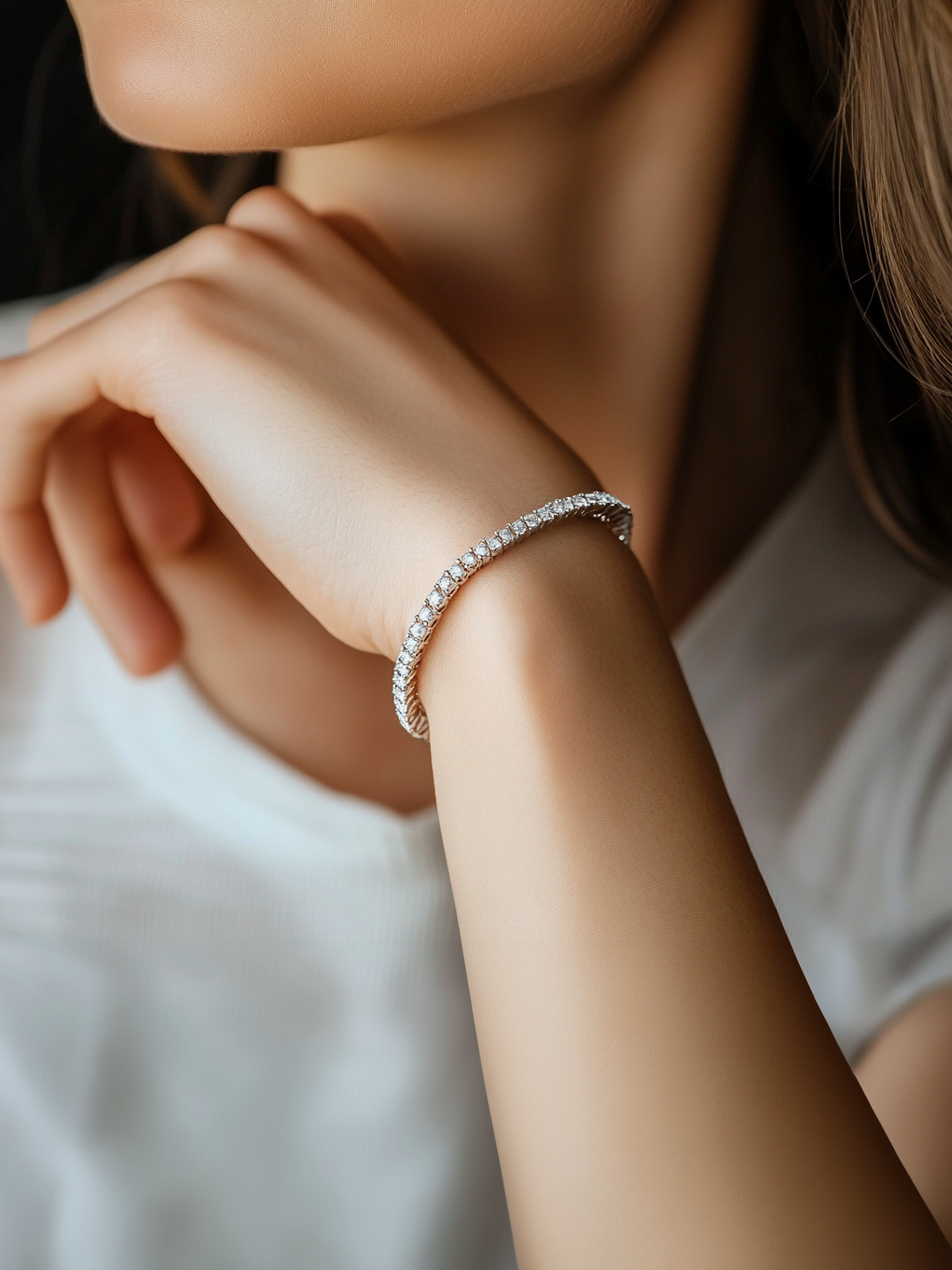 Sparkling Tennis Bracelet Rhodium Plated 925 Sterling Silver