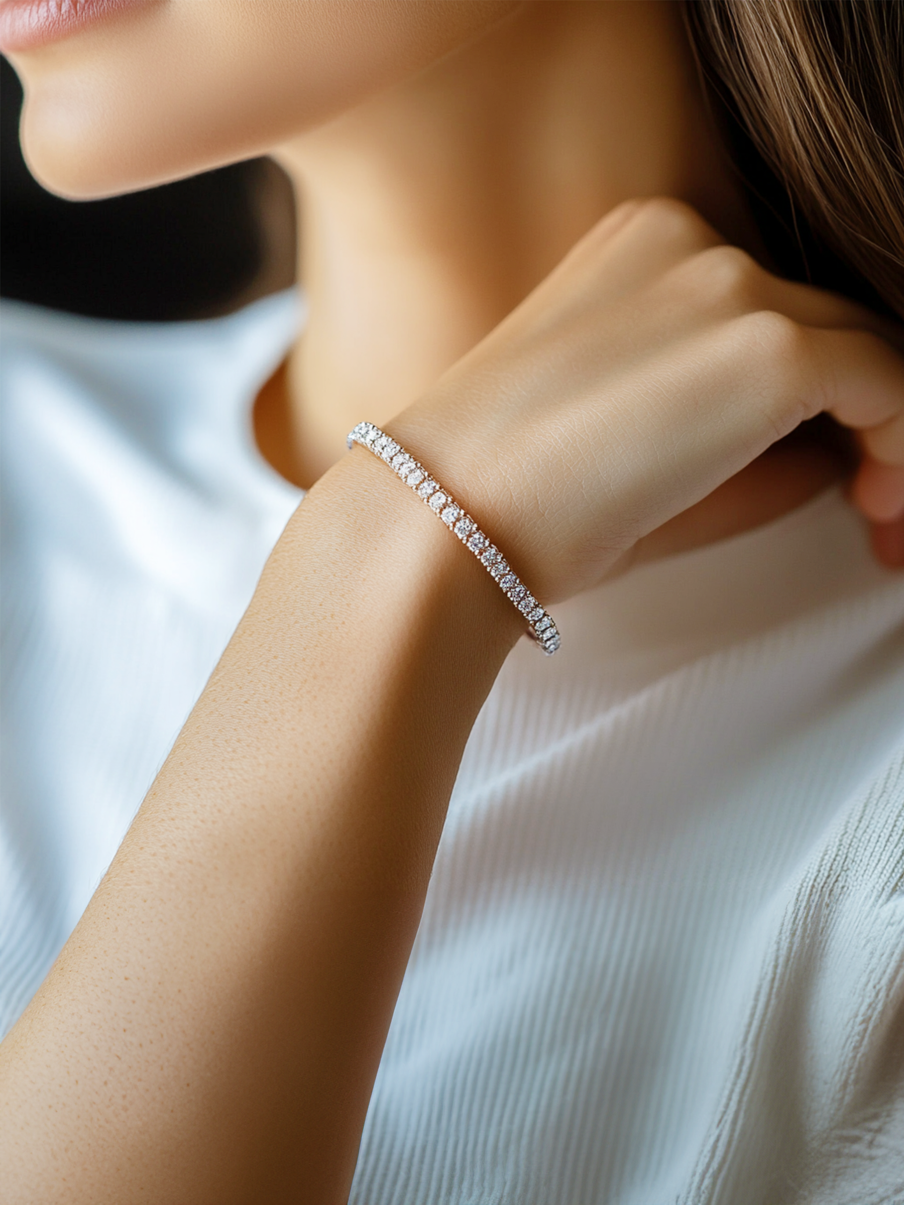 Sparkling Tennis Bracelet Rhodium Plated 925 Sterling Silver