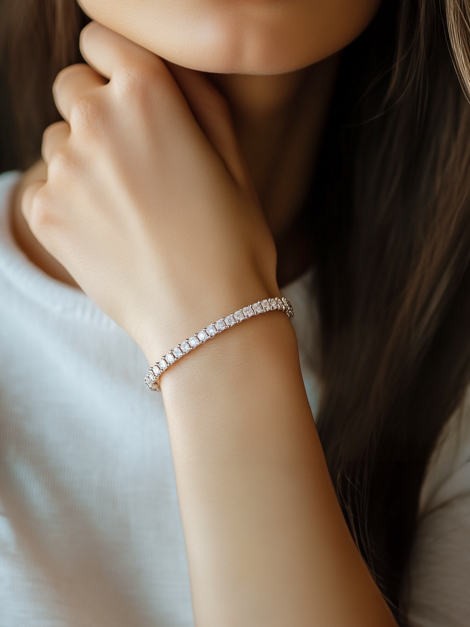 Sparkling Tennis Bracelet Rhodium Plated 925 Sterling Silver