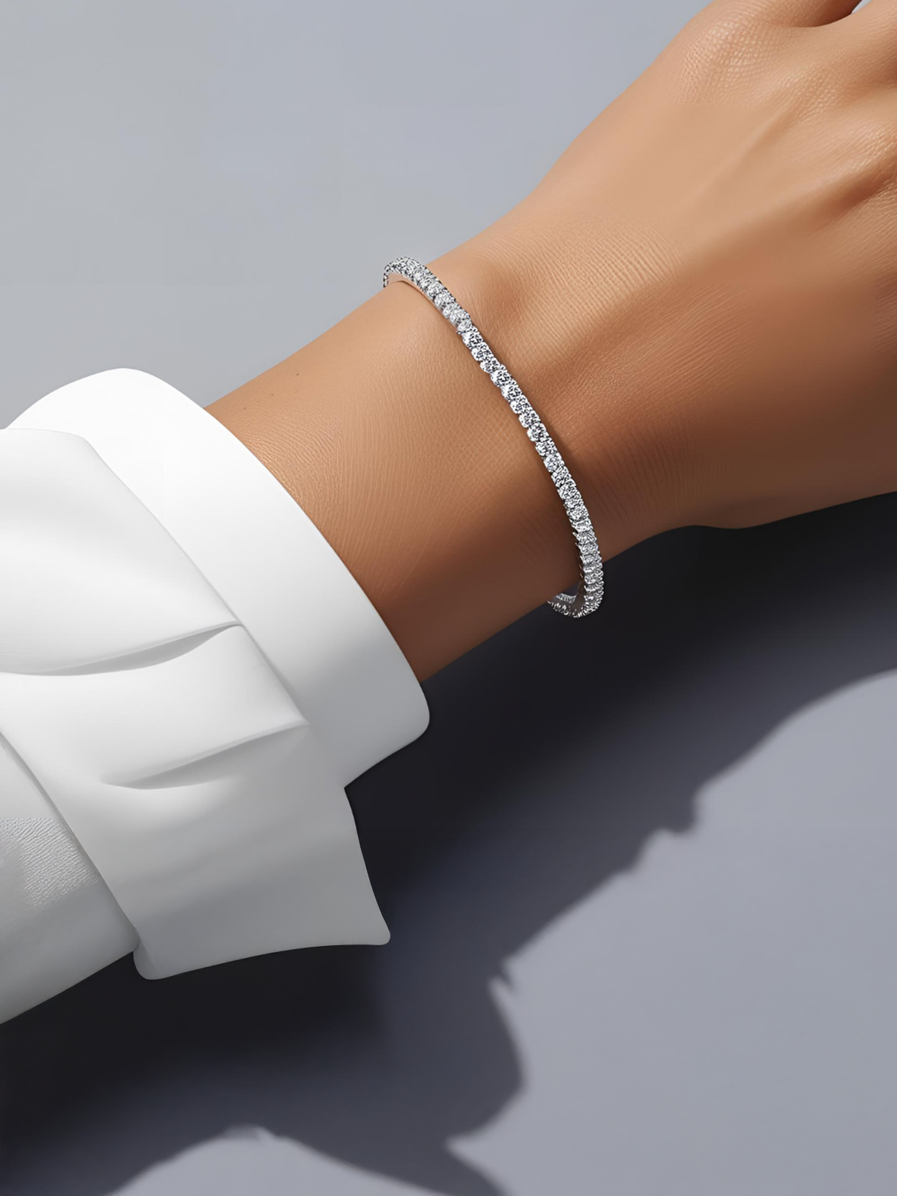 Tennis Bracelet 18K White Gold Plated