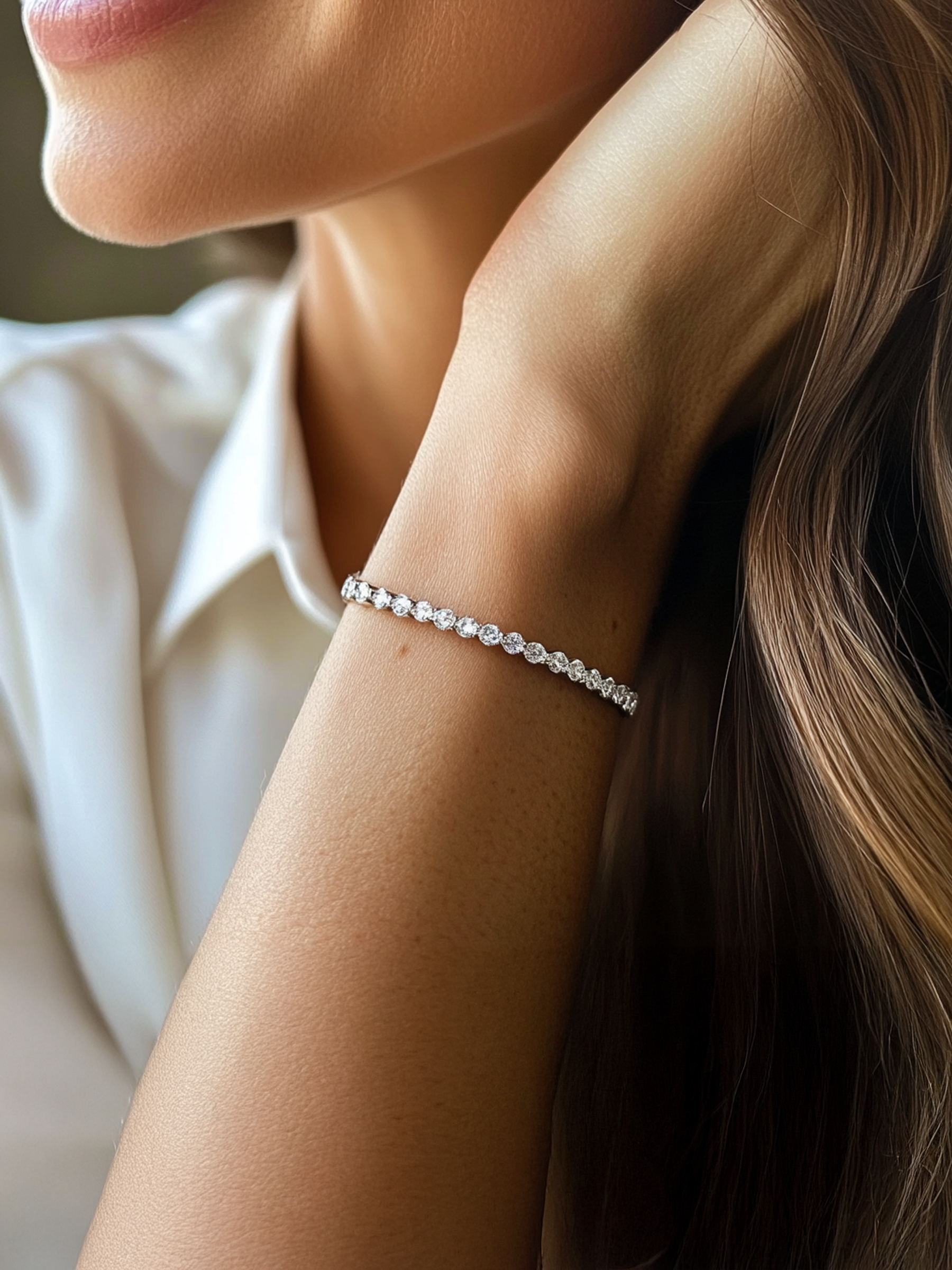 Tennis Bracelet Sterling Silver Round