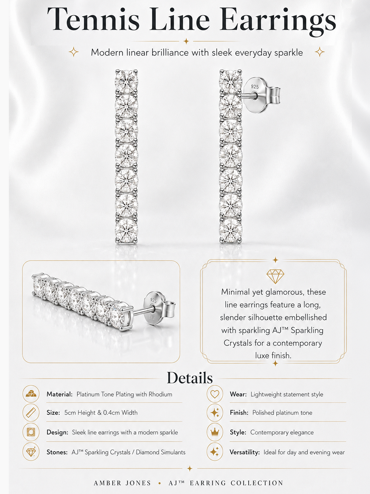 Tennis Line Earrings