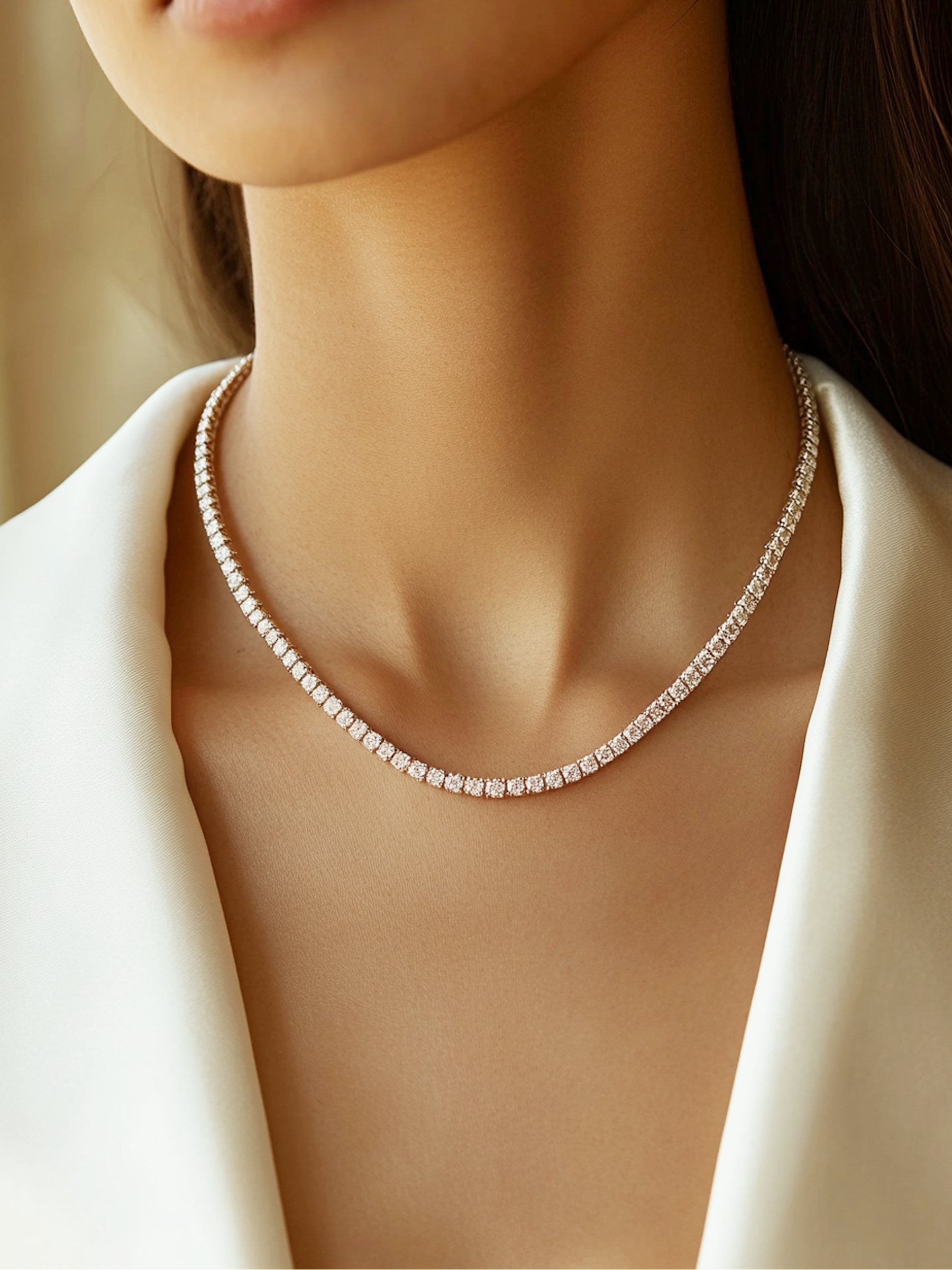 Sparkling Tennis Necklace AJ™ Rhodium Plated