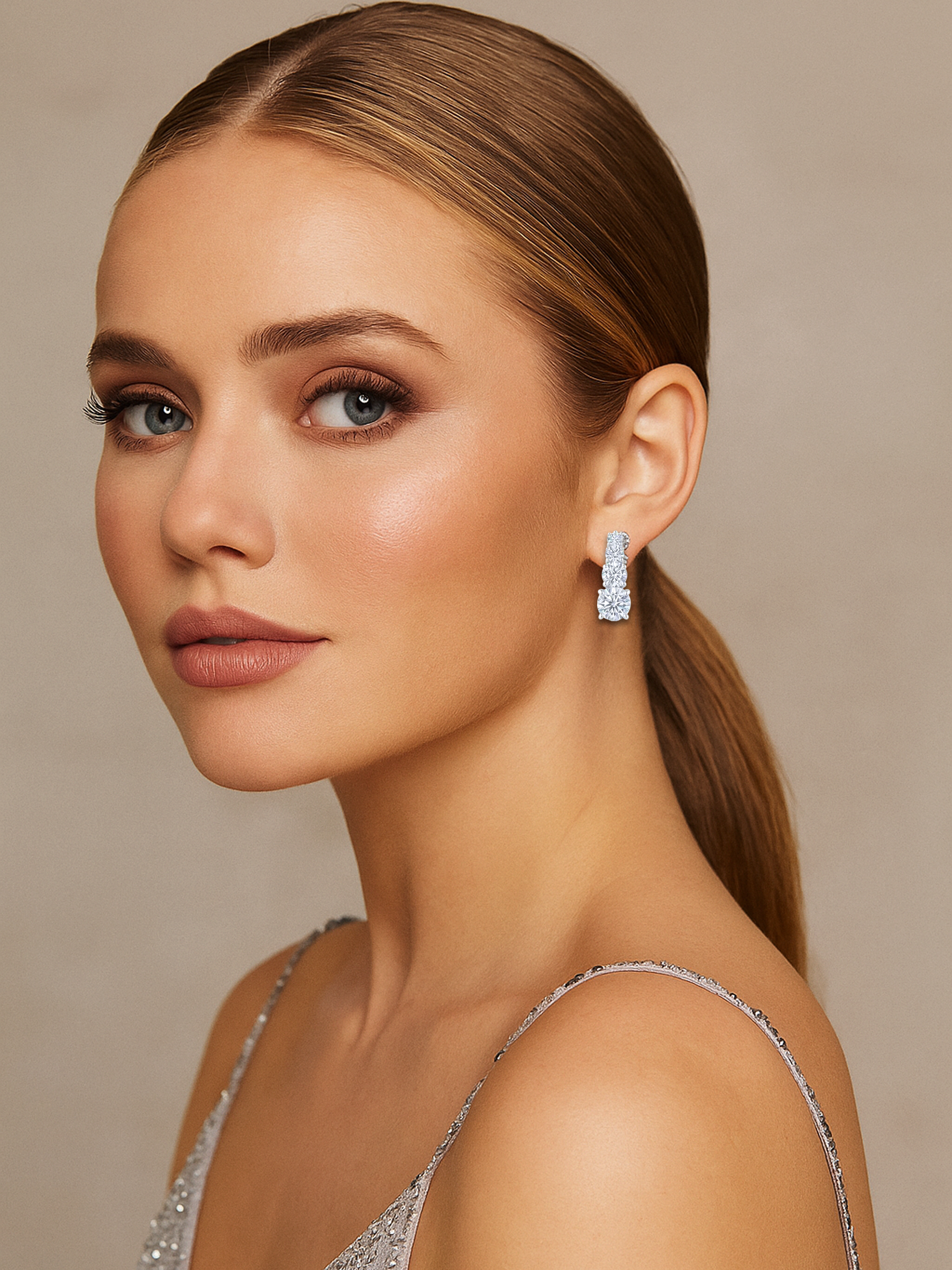 Silver Trilogy Style Drop Earrings