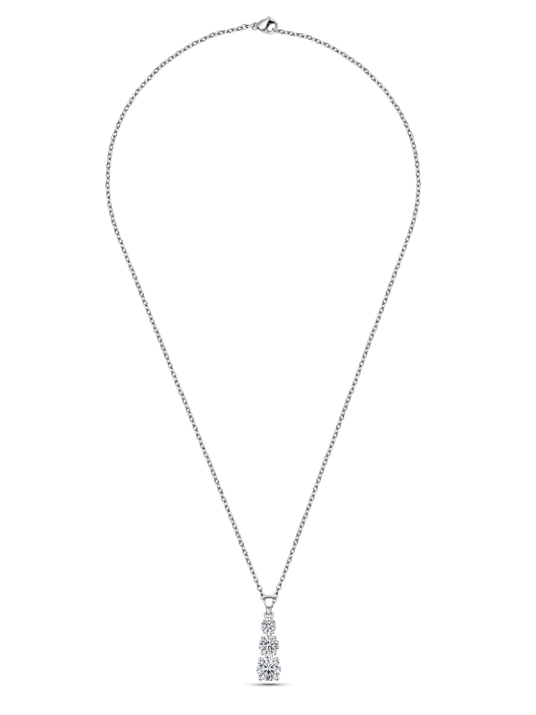 Silver Trilogy Drop Necklace