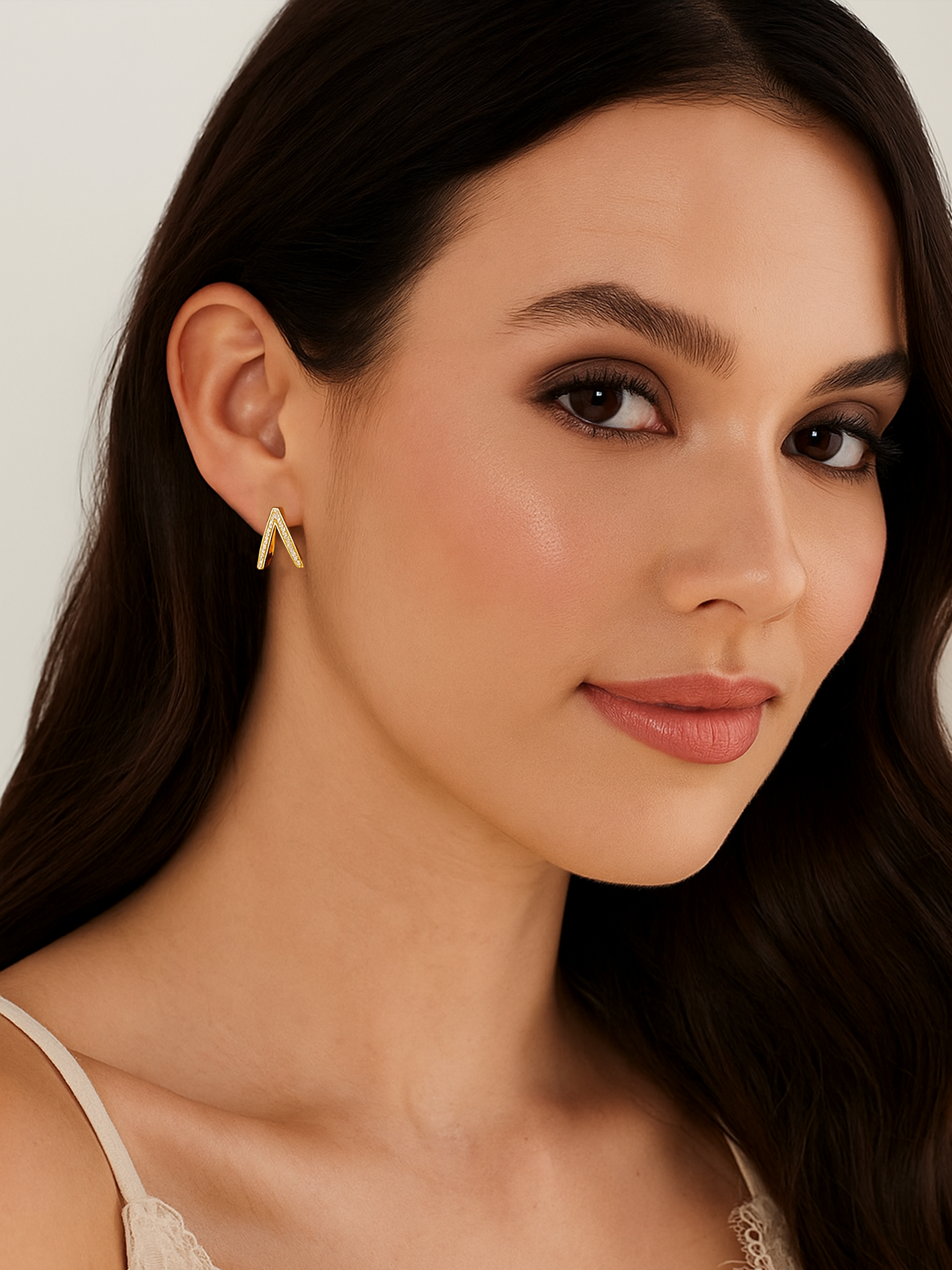 Gold Double Hoop Huggie Earrings