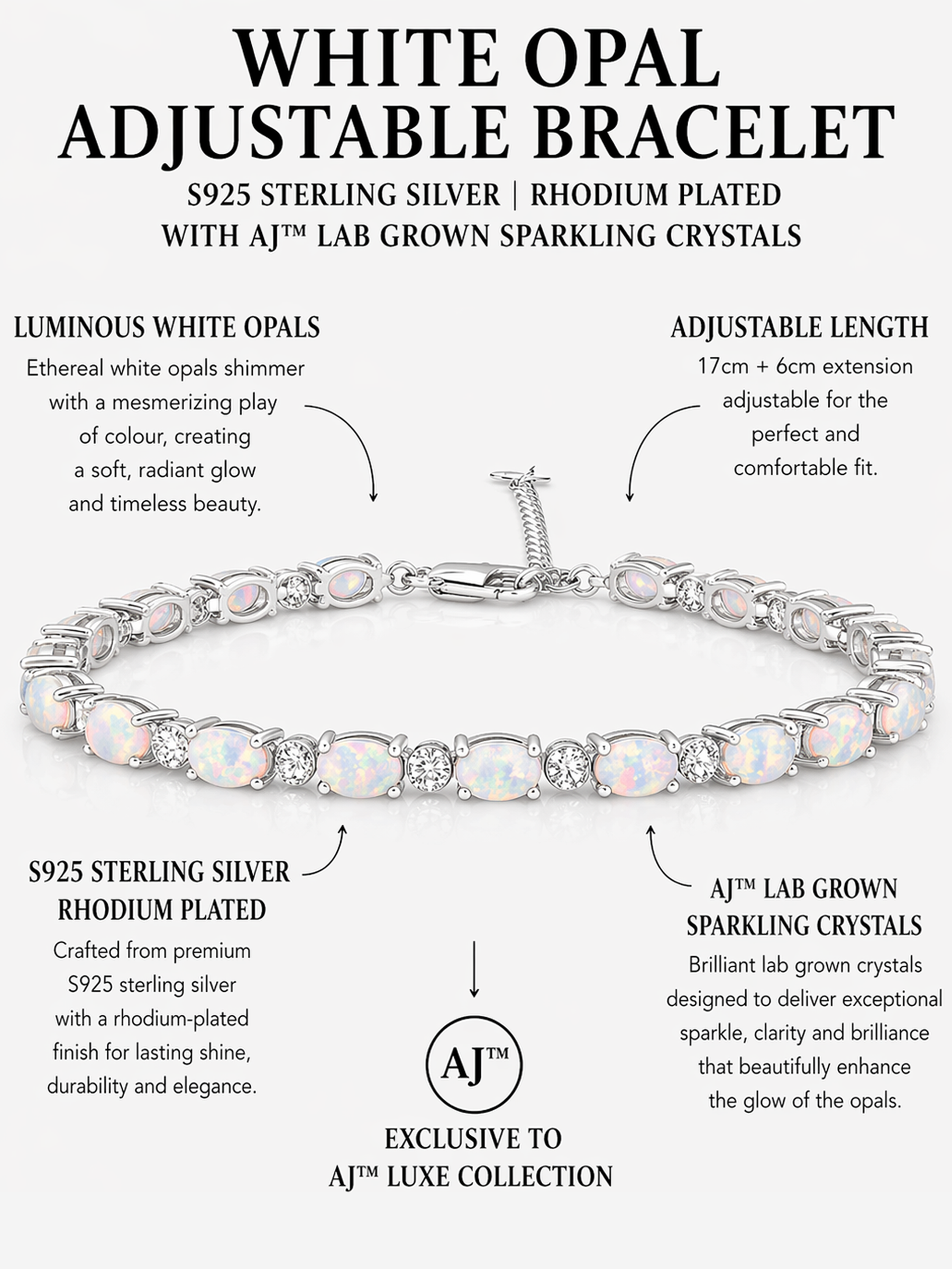White Opal Adjustable Bracelet