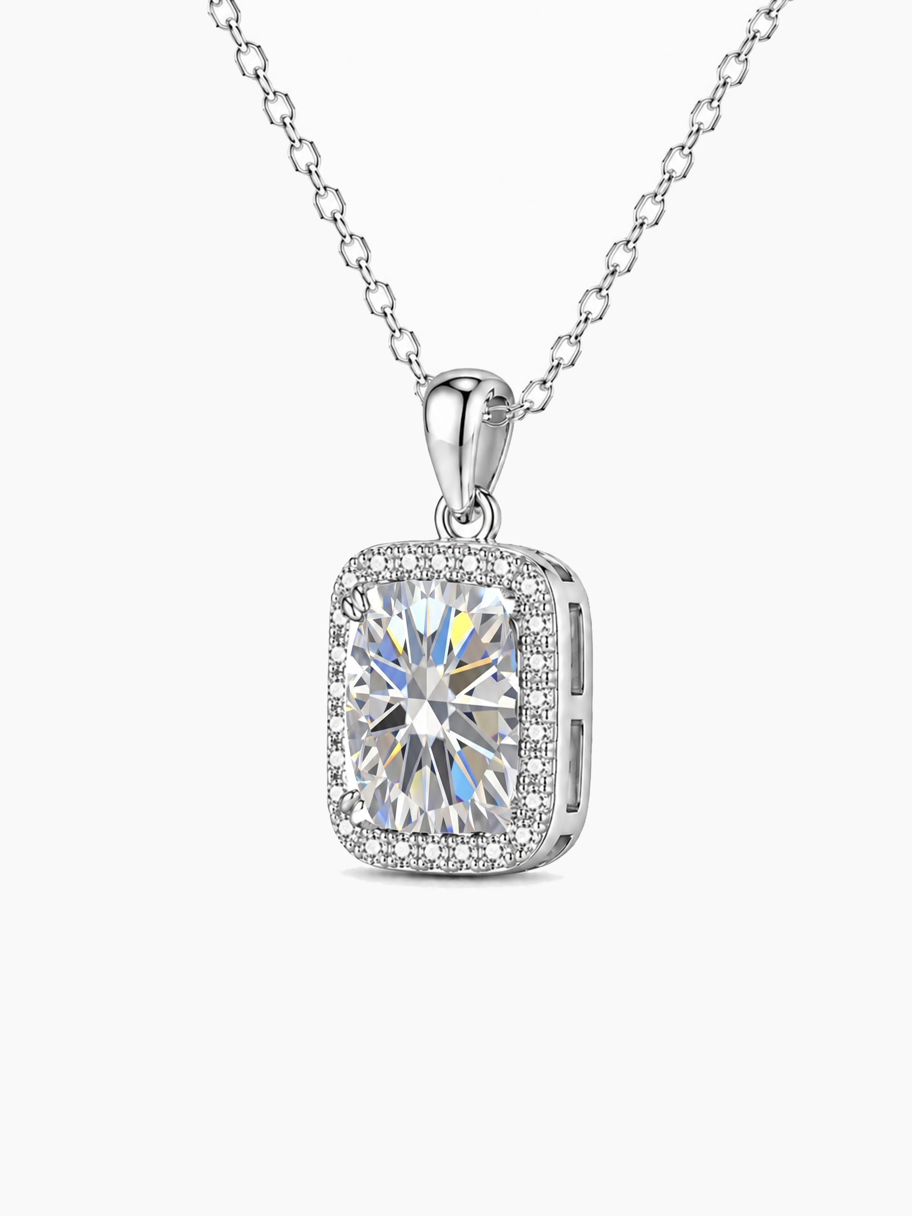 3Ct Lab White Sapphire Pendant Necklace