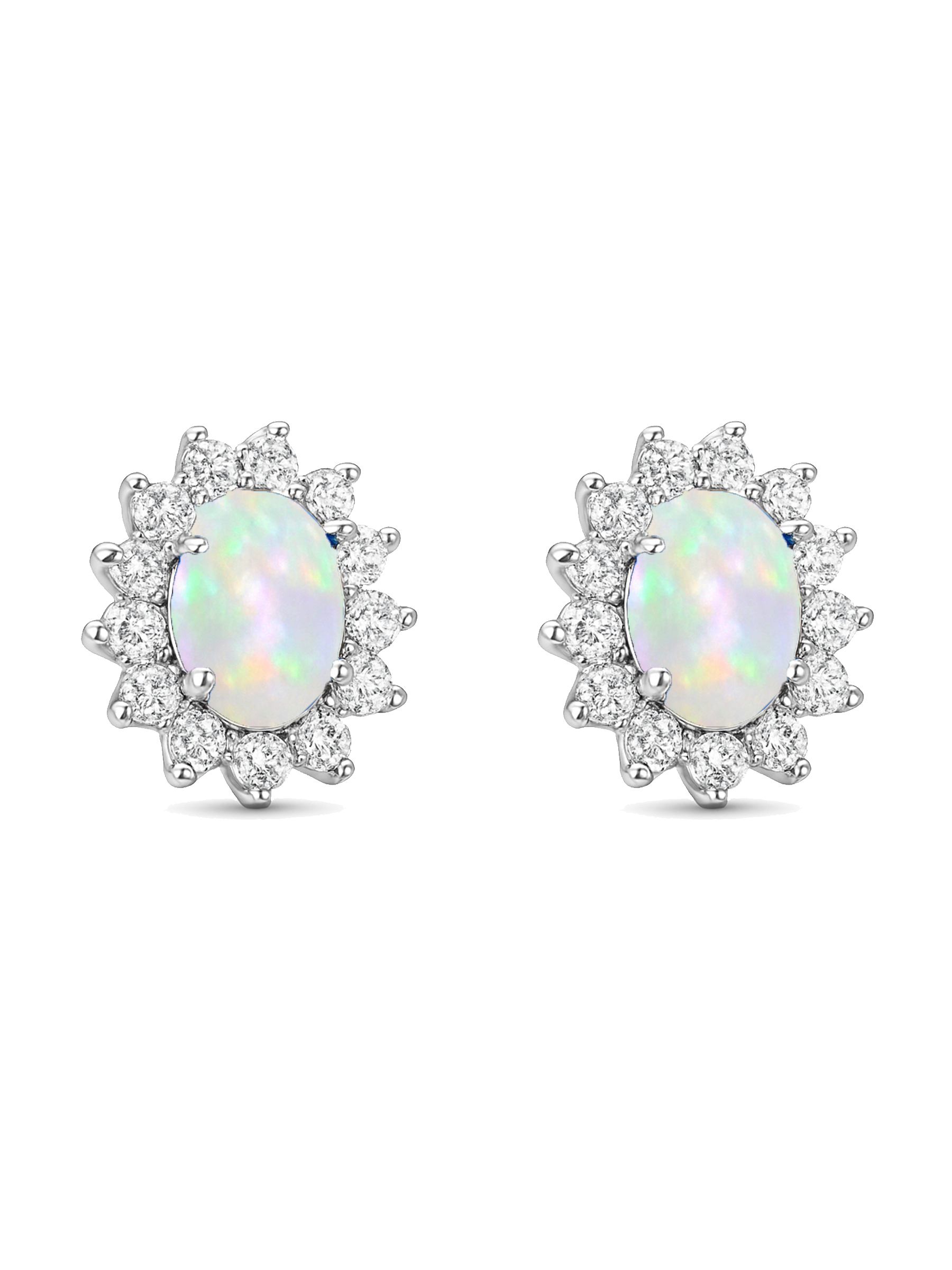 White Opal Stud Earrings